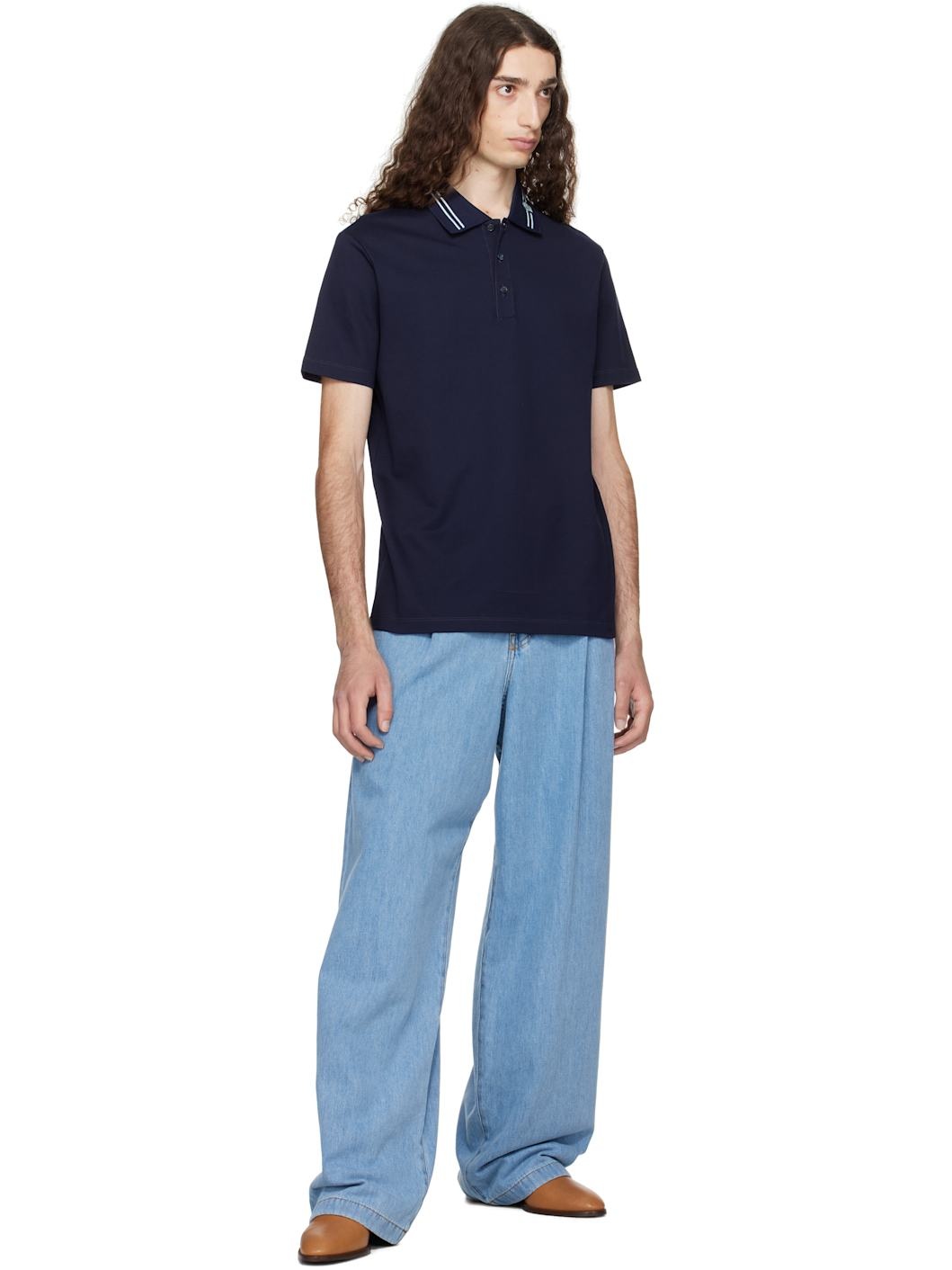 Navy Embroidered Medusa Polo - 4