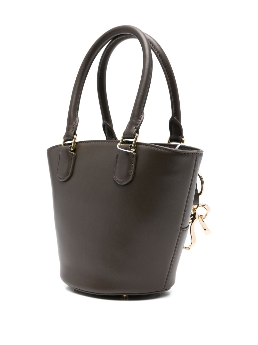 bow-charm leather bucket bag - 3