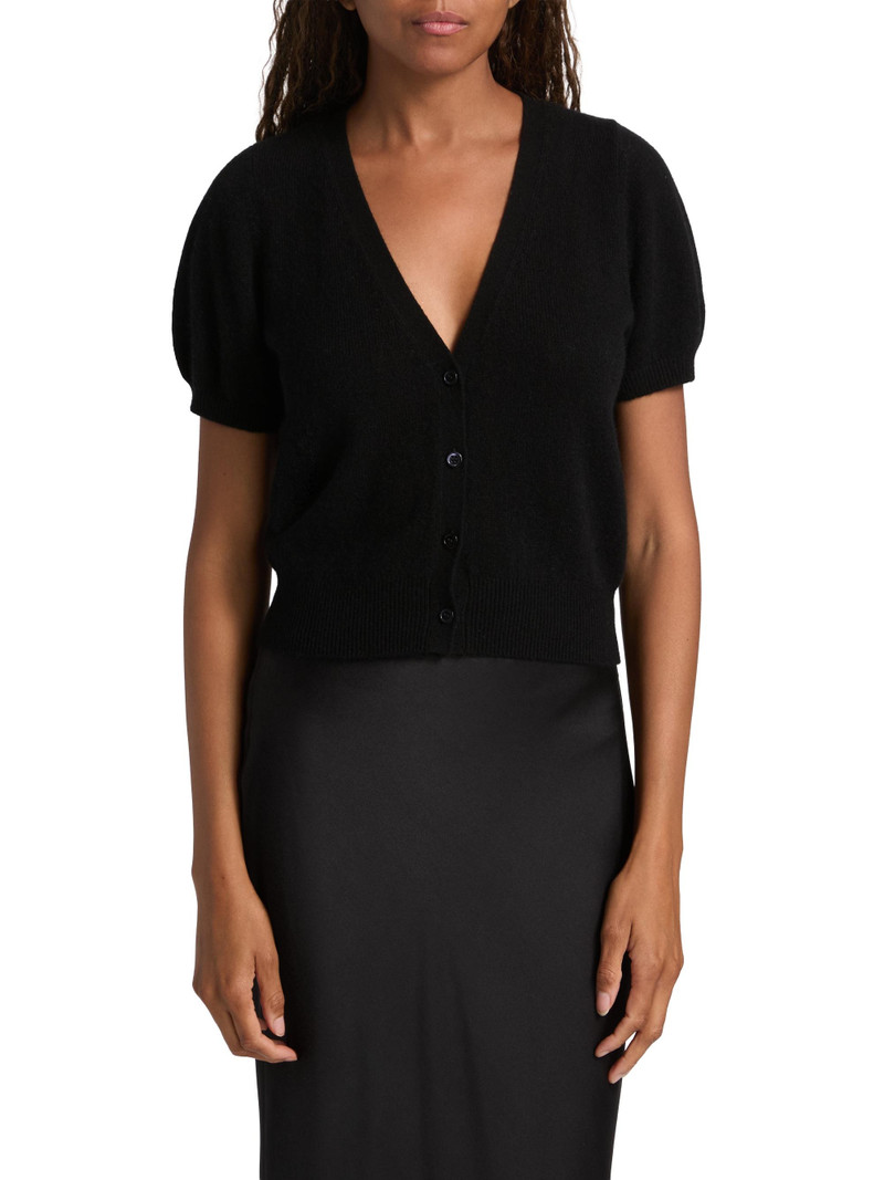 Women's Arella Puff-Sleeve Cashmere Cardigan - Black 3
