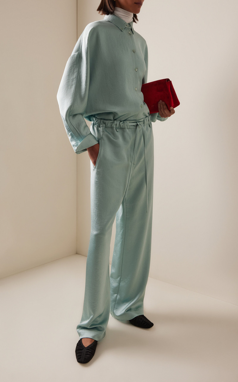 Proenza Schouler Magnus Crinkled Crepe Pants blue outlook