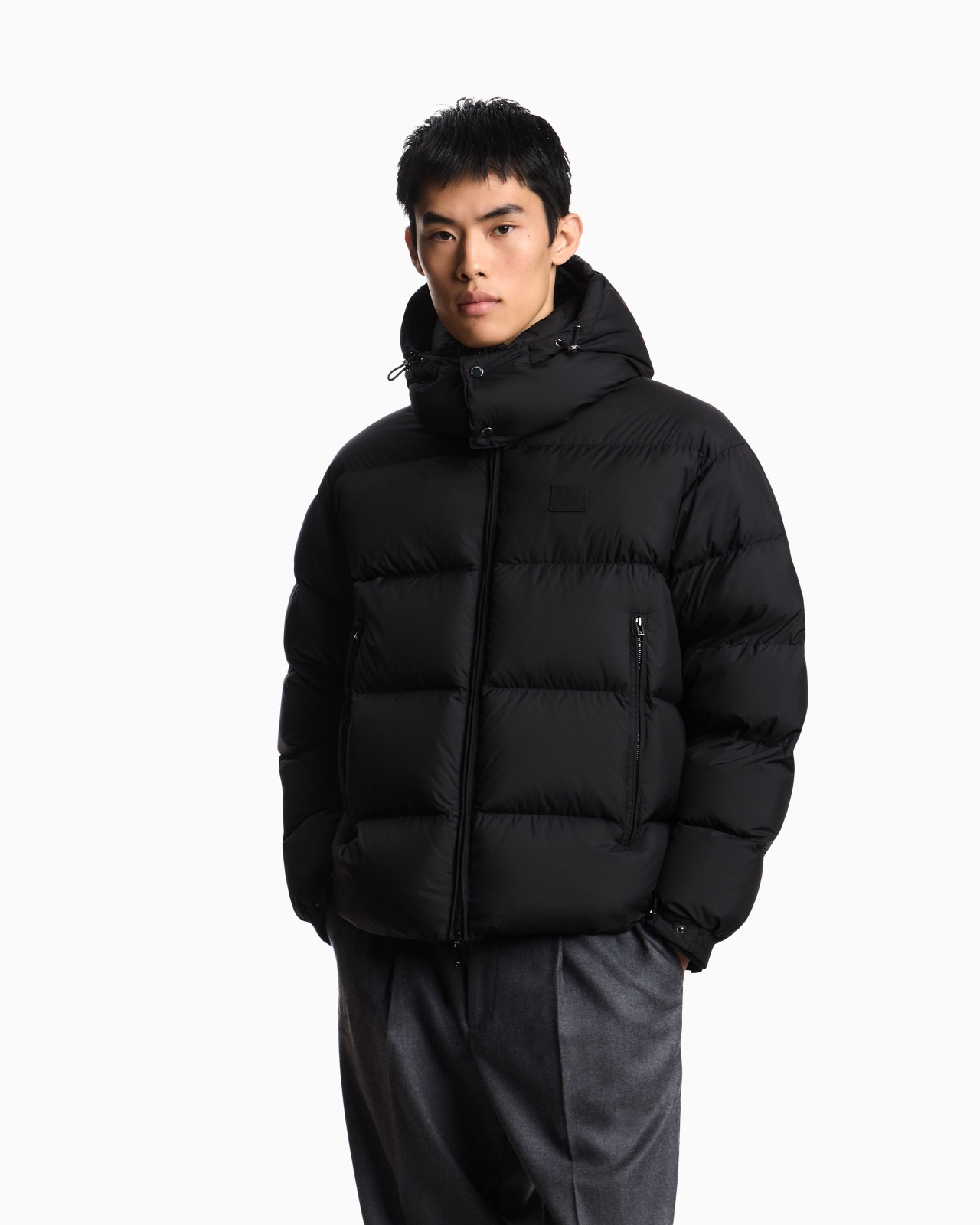 WATER-REPELLENT, QUILTED RIPSTOP NYLON HOODED DOWN JACKET - 4