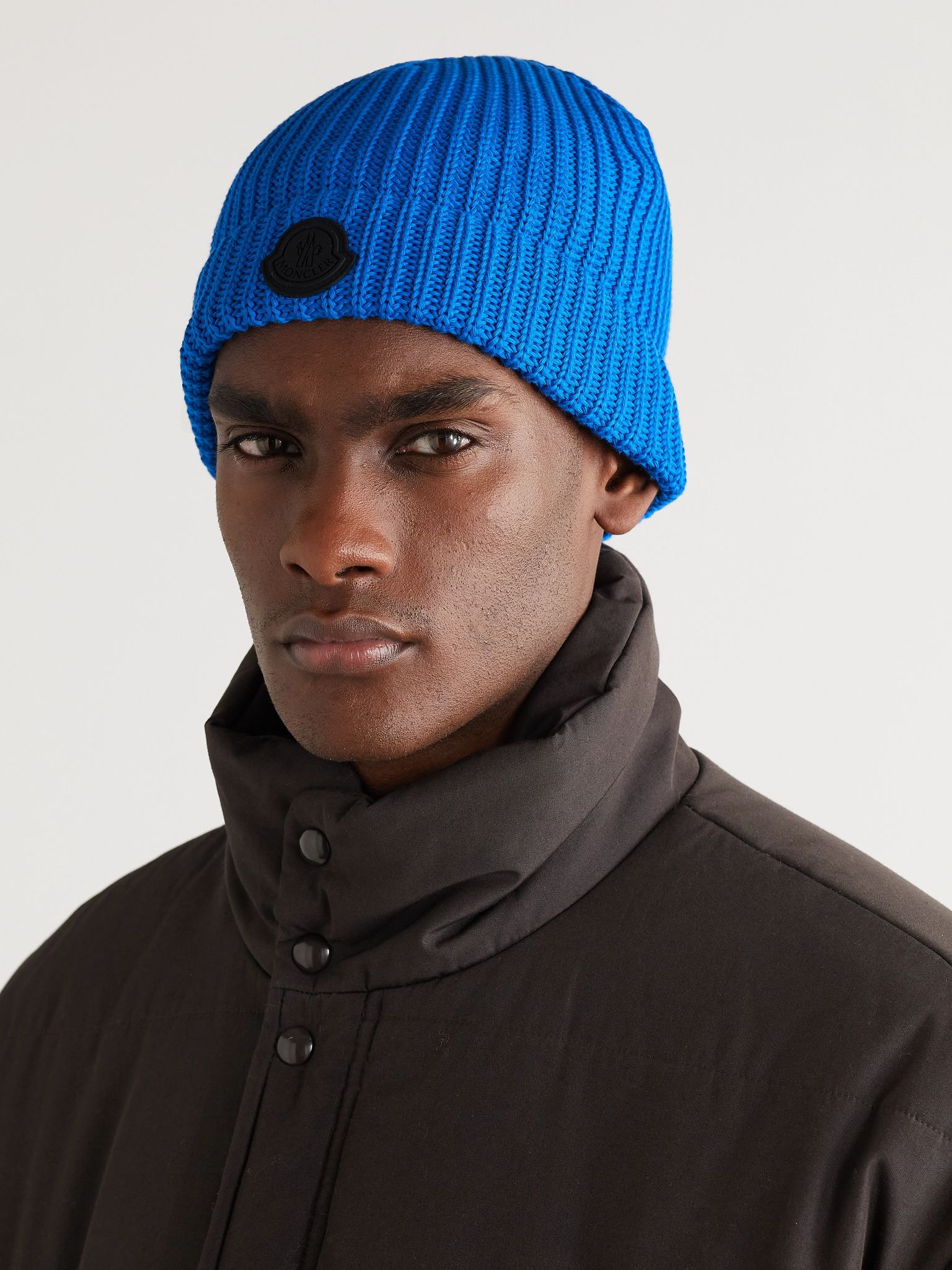 Logo-Appliquéd Ribbed Cotton Beanie Blue - 2