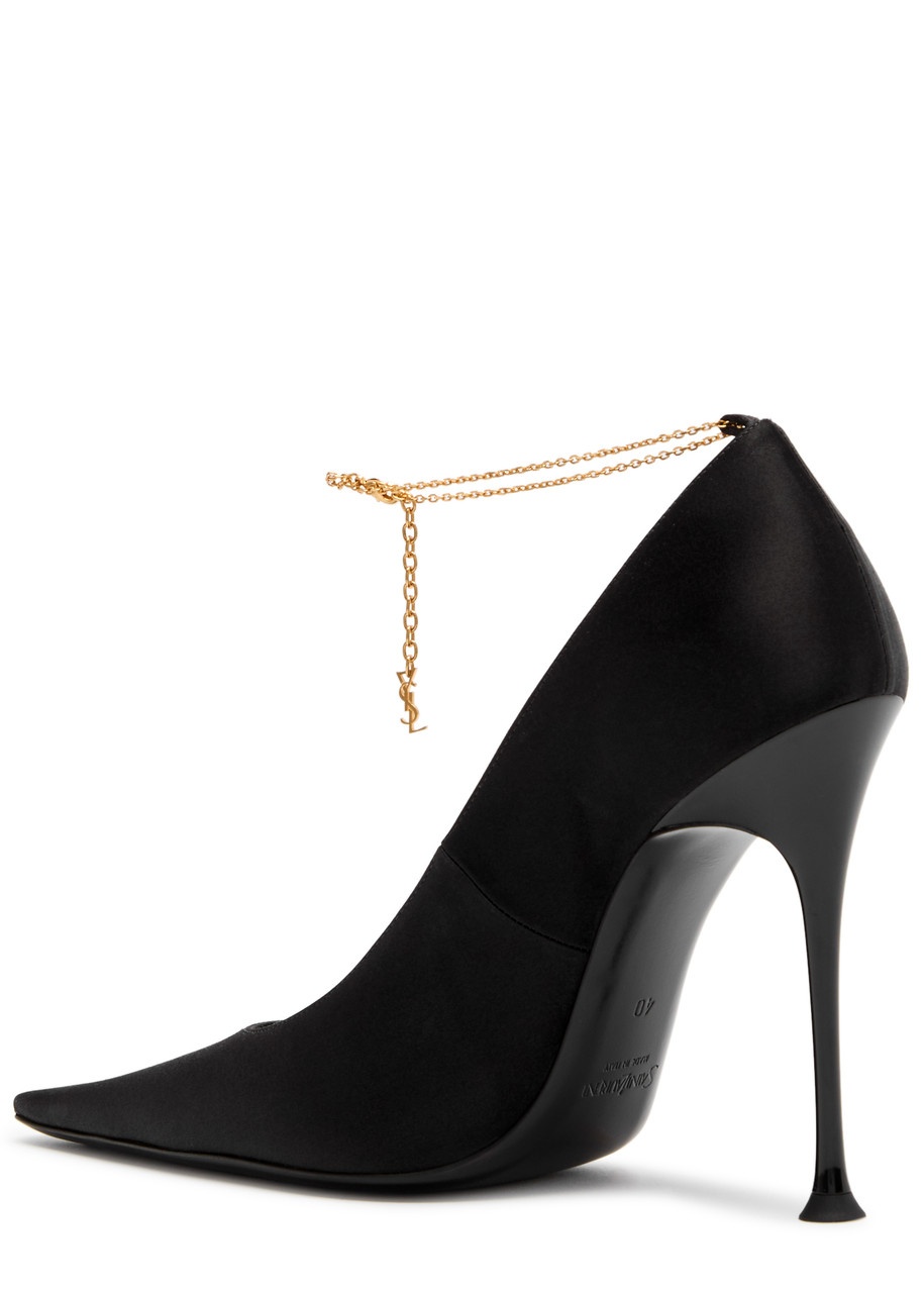 Saint Laurent Doville 110 Anklet-embellished Satin Pumps - 2