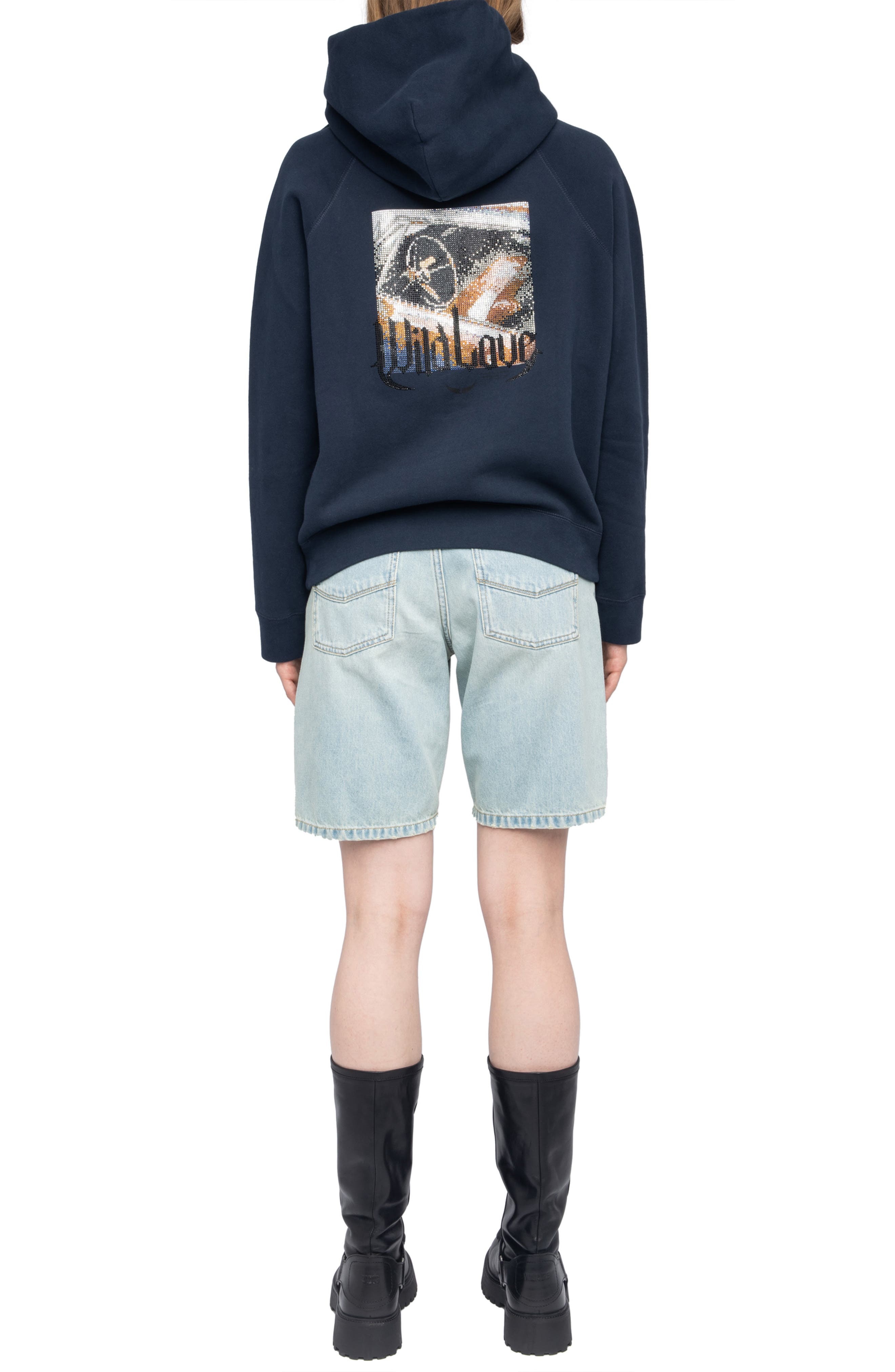 Zadig & Voltaire Georgy Photo Ride Strass Rhinestone Hoodie in Encore at Nordstrom - 6