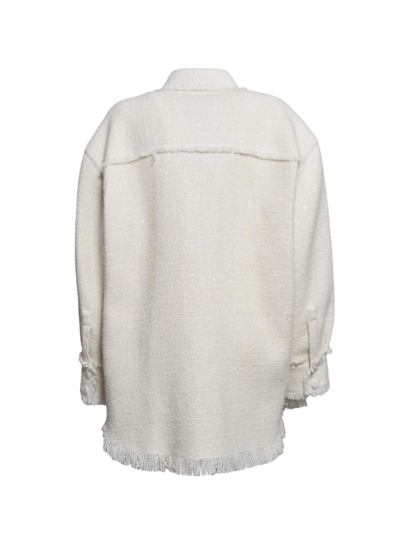 MSGM frayed pocketed shirt tweed jacket outlook