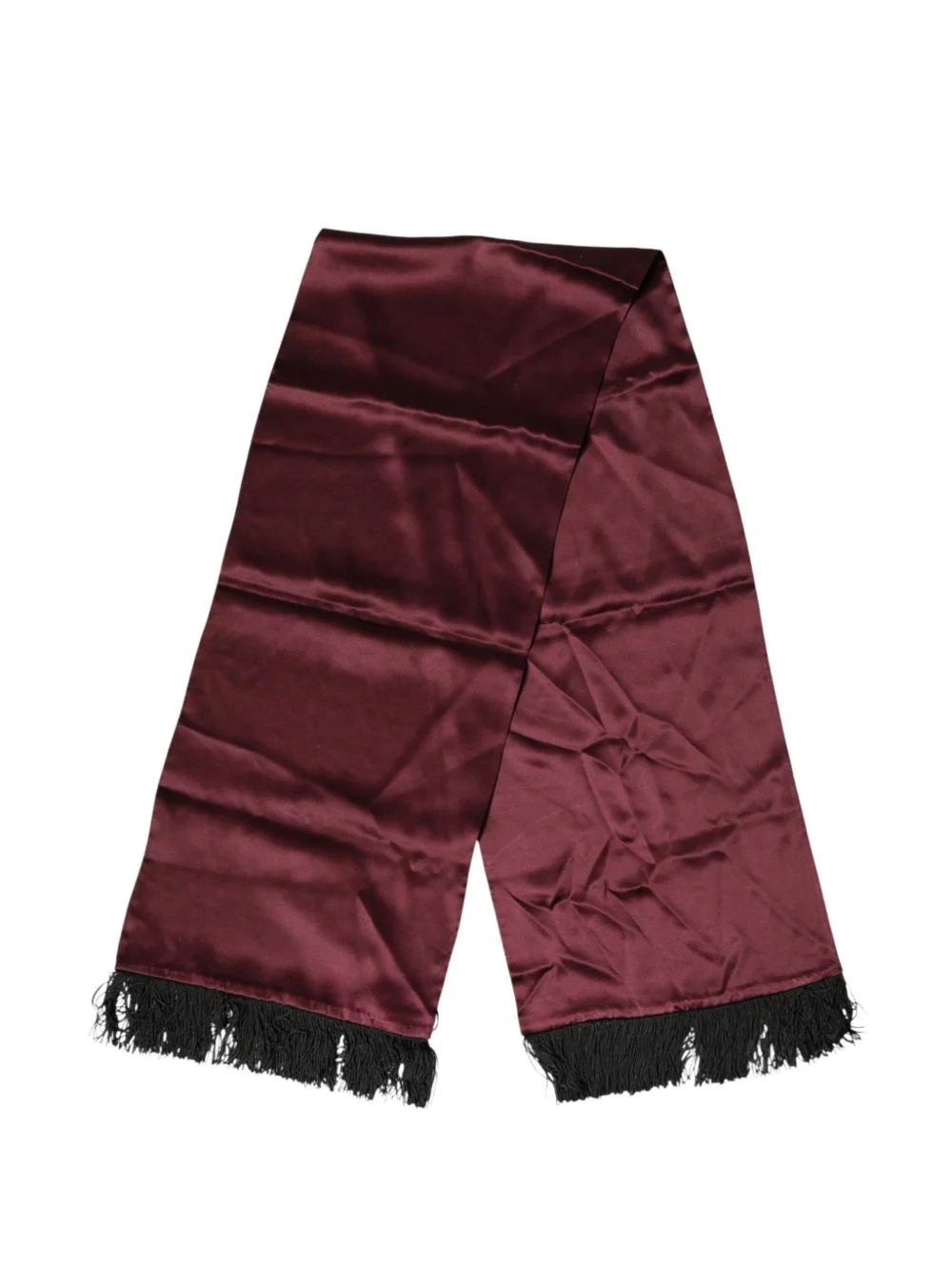 fringe-trim satin scarf - 1