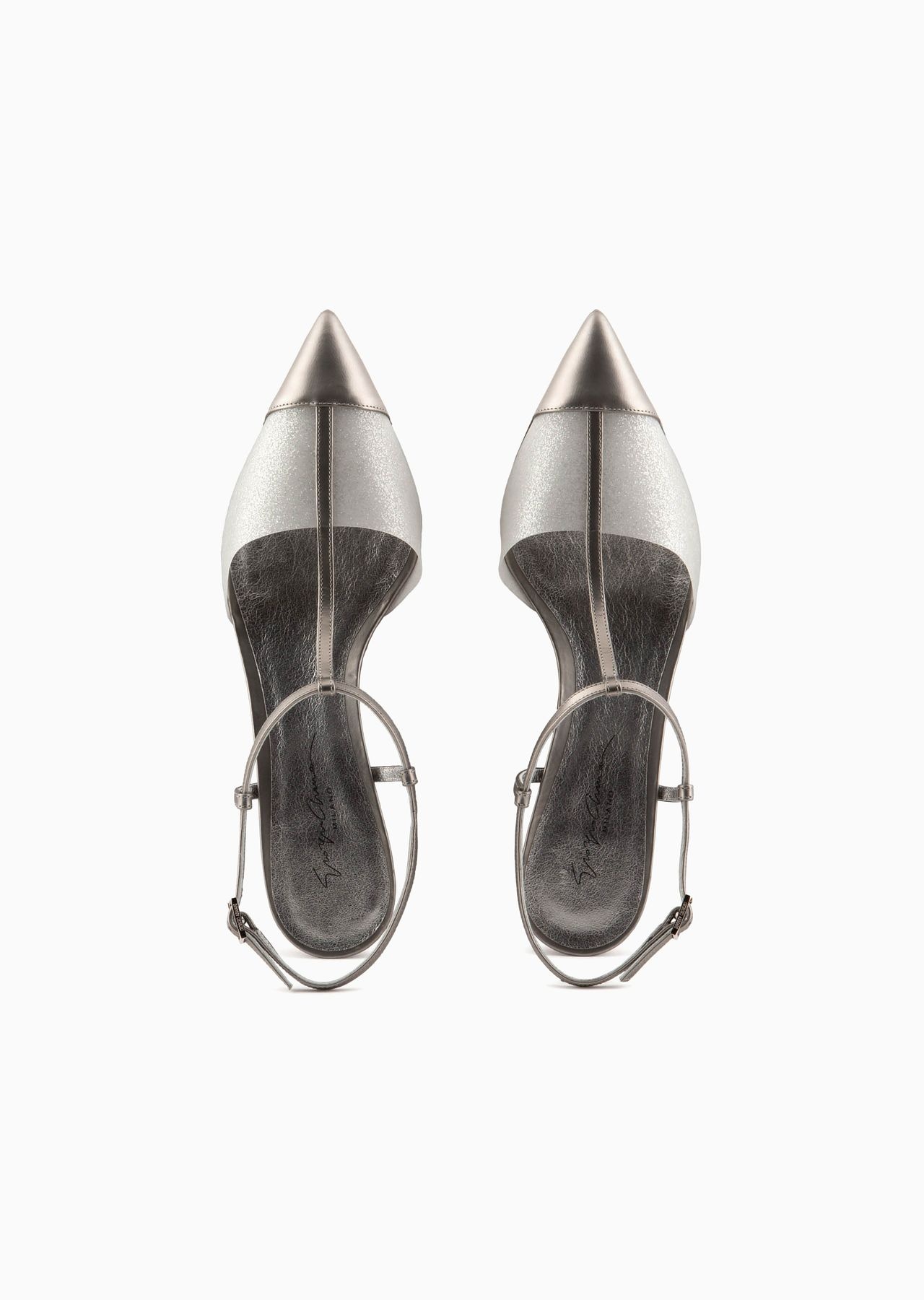 Lamé-leather and rubber slingbacks - 3