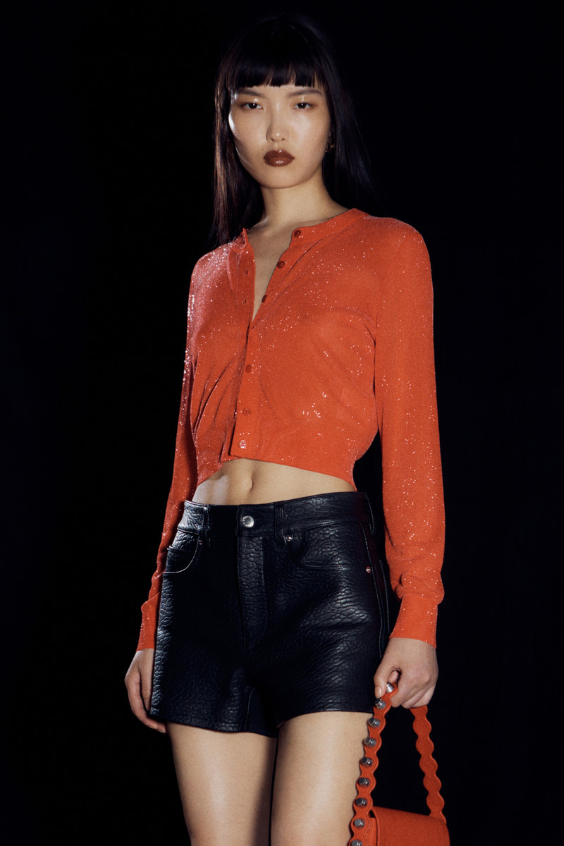 Clear Bead Hotfix Crewneck Cardigan 3