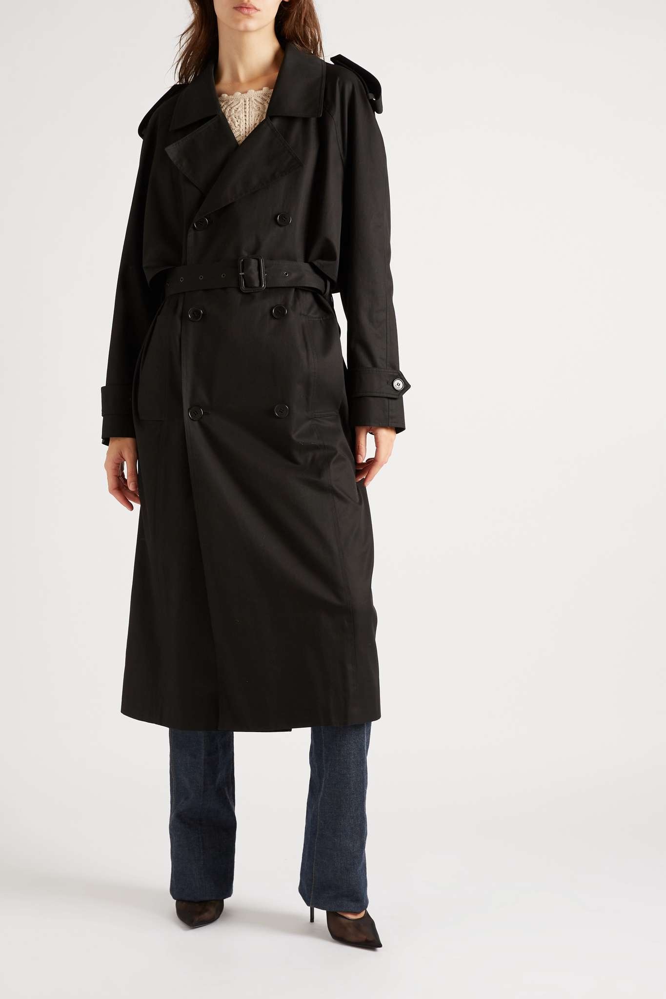 Belted cotton-twill trench coat - 3