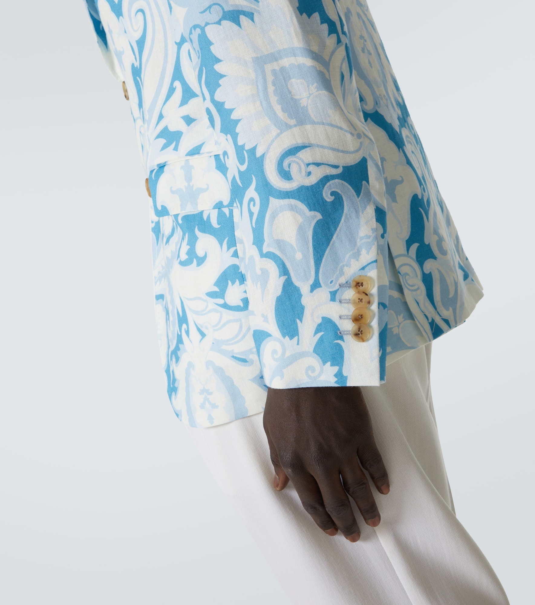 Printed single-breasted cotton blazer - 7