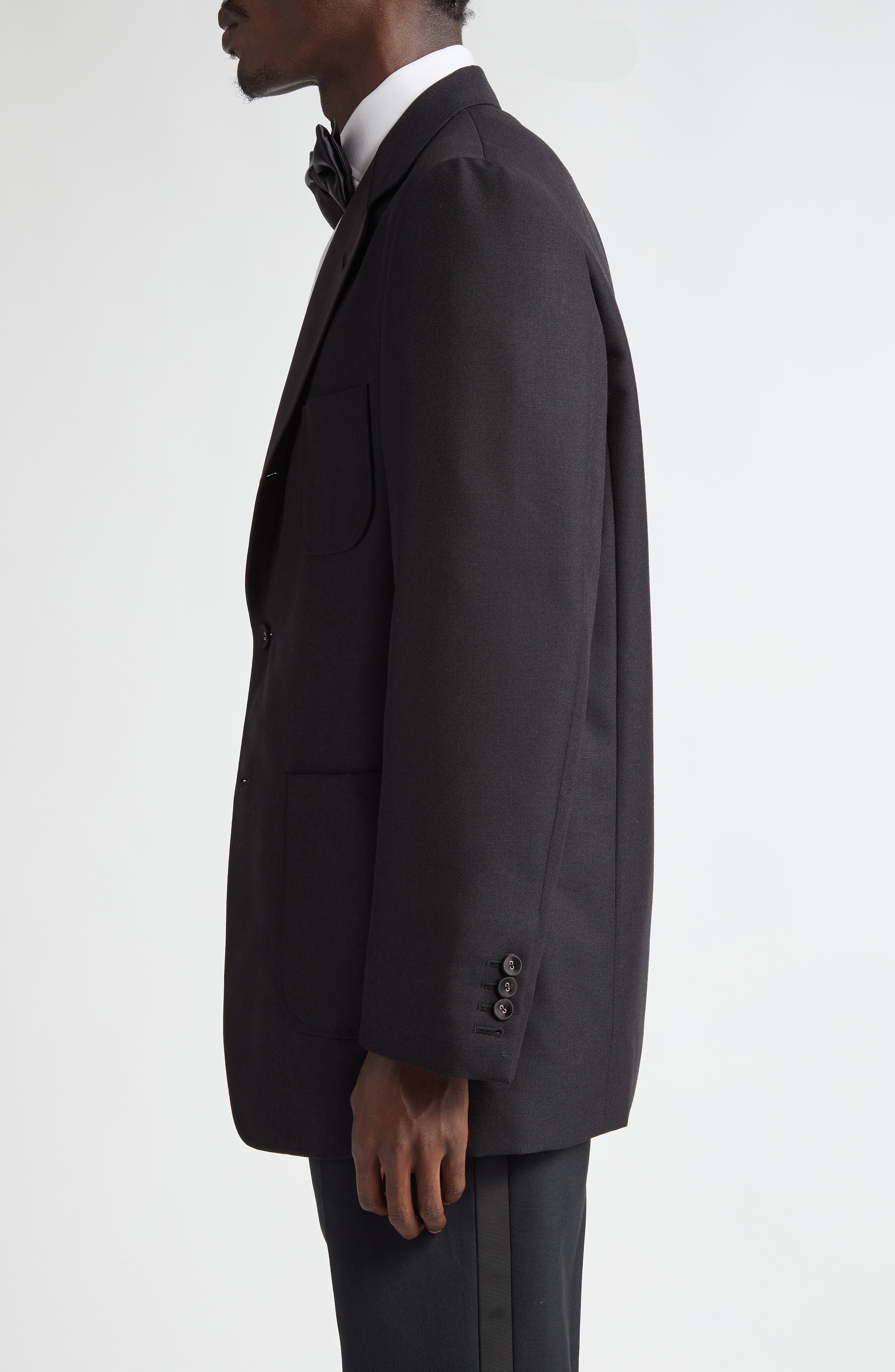Thom Browne Unstructured Wool & Mohair Tuxedo Jacket in Black at Nordstrom - 4