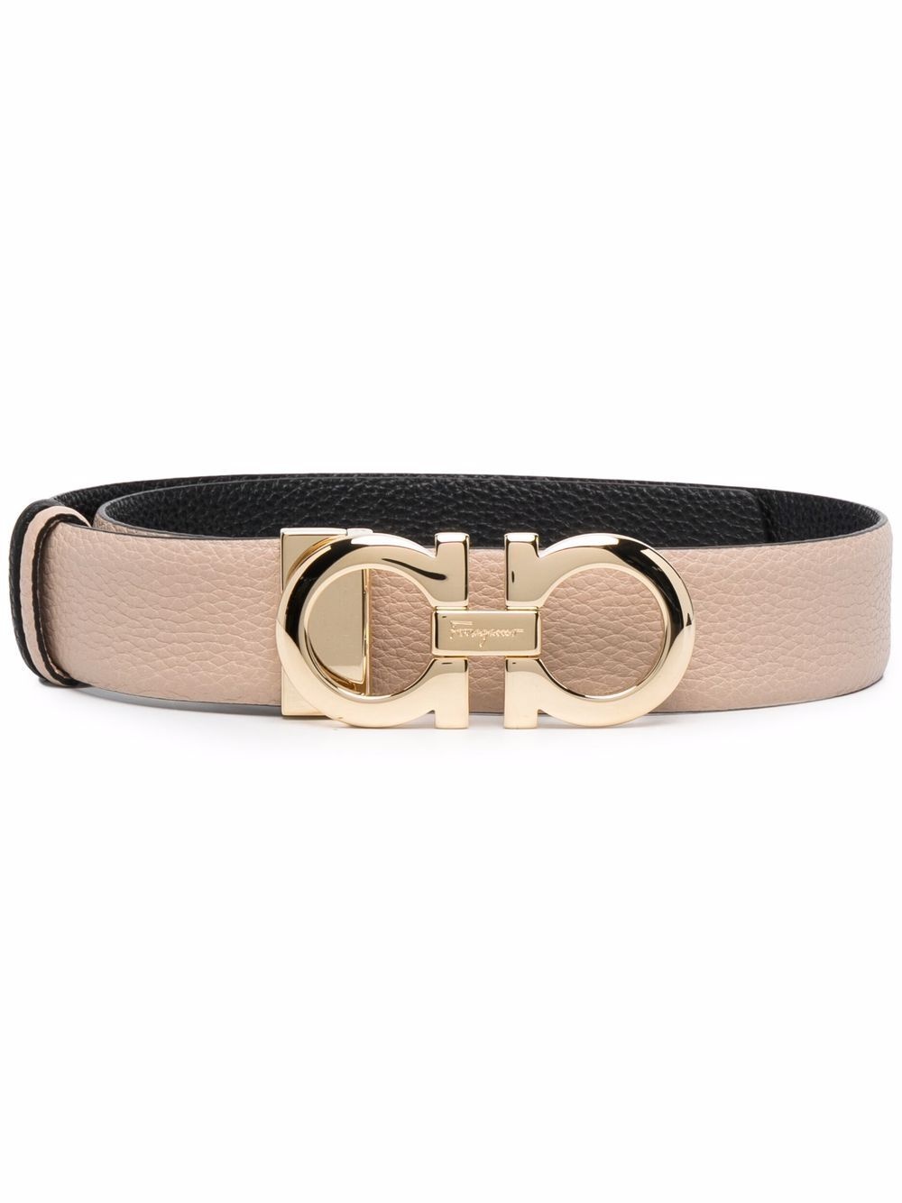 Gancini-plaque leather belt - 1