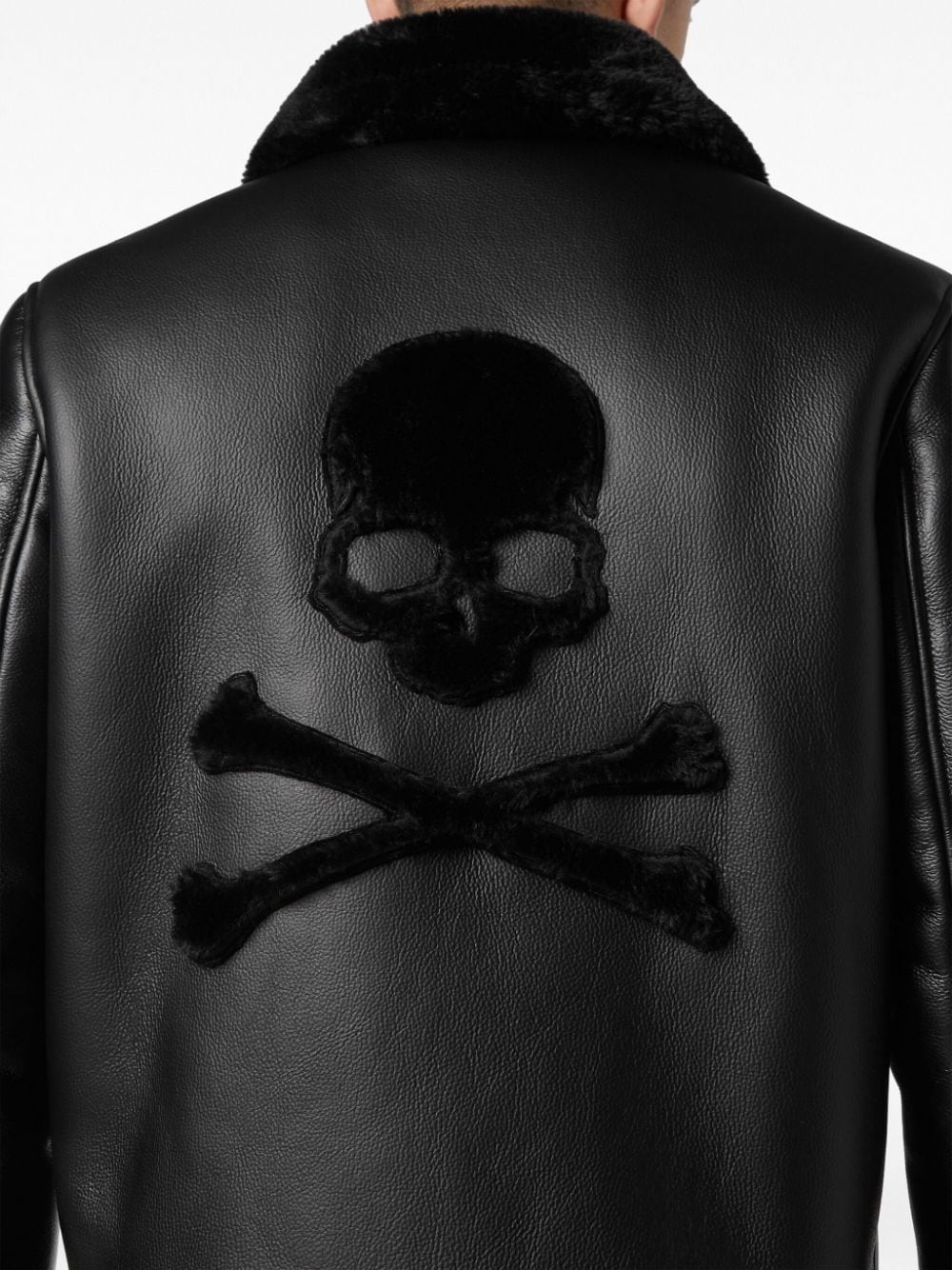 logo-patch faux-leather bomber jacket - 5