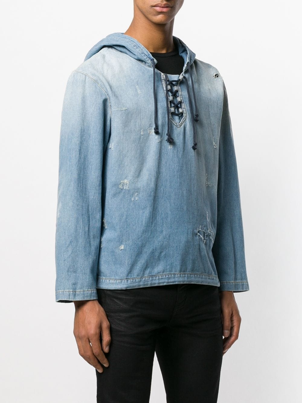 destroyed denim hoodie - 3