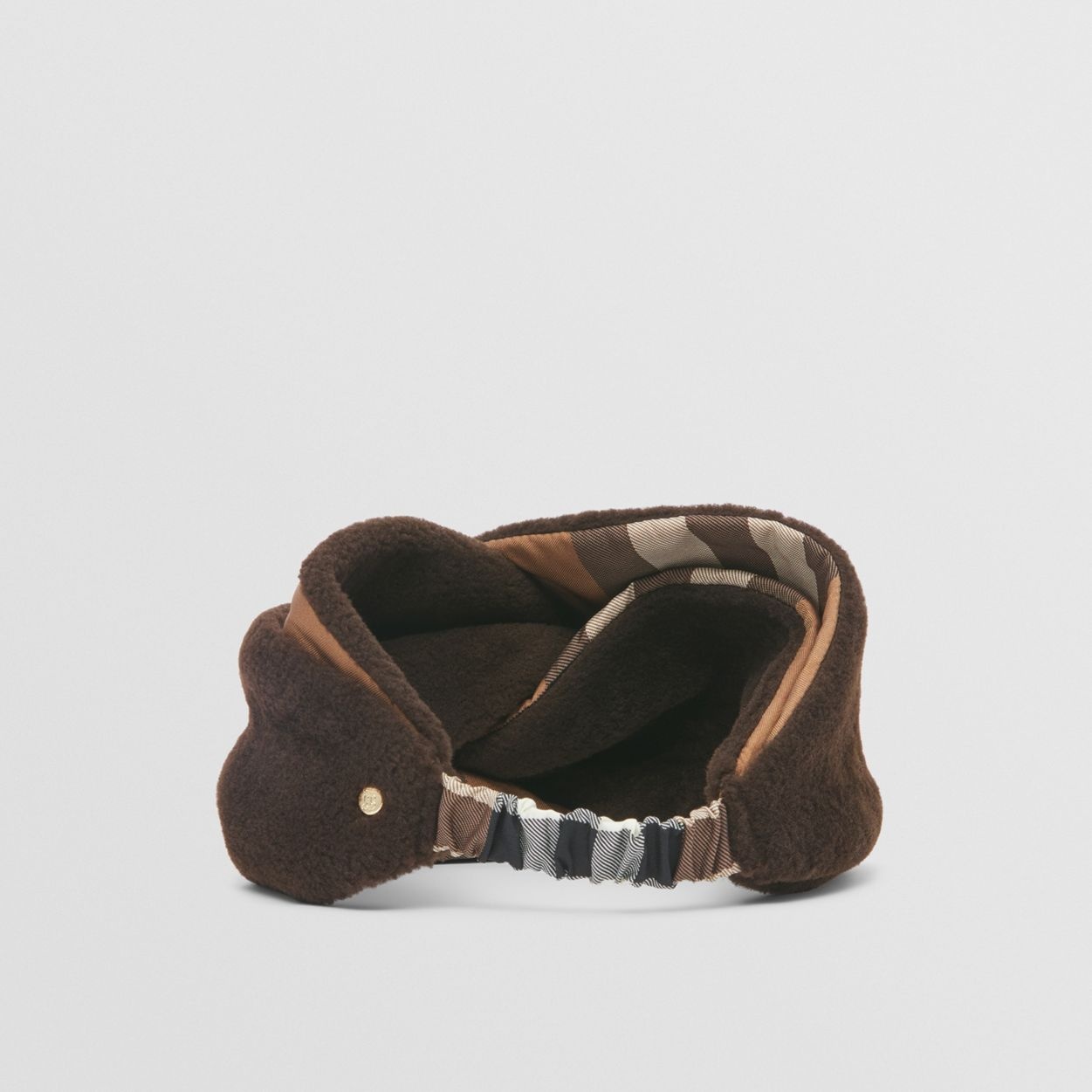 Check Detail Shearling Headband - 5