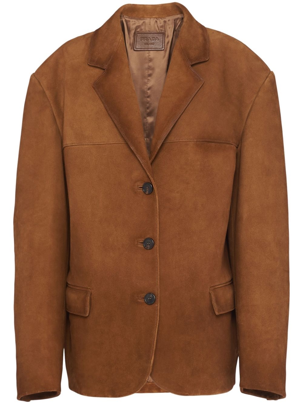 single-breasted suede blazer - 1