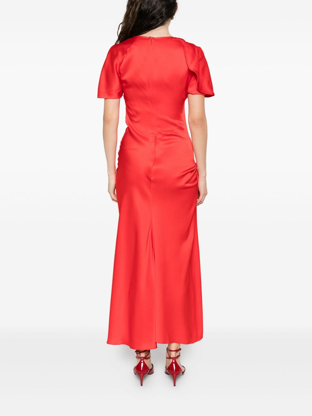 draped-shoulder midi dress - 4