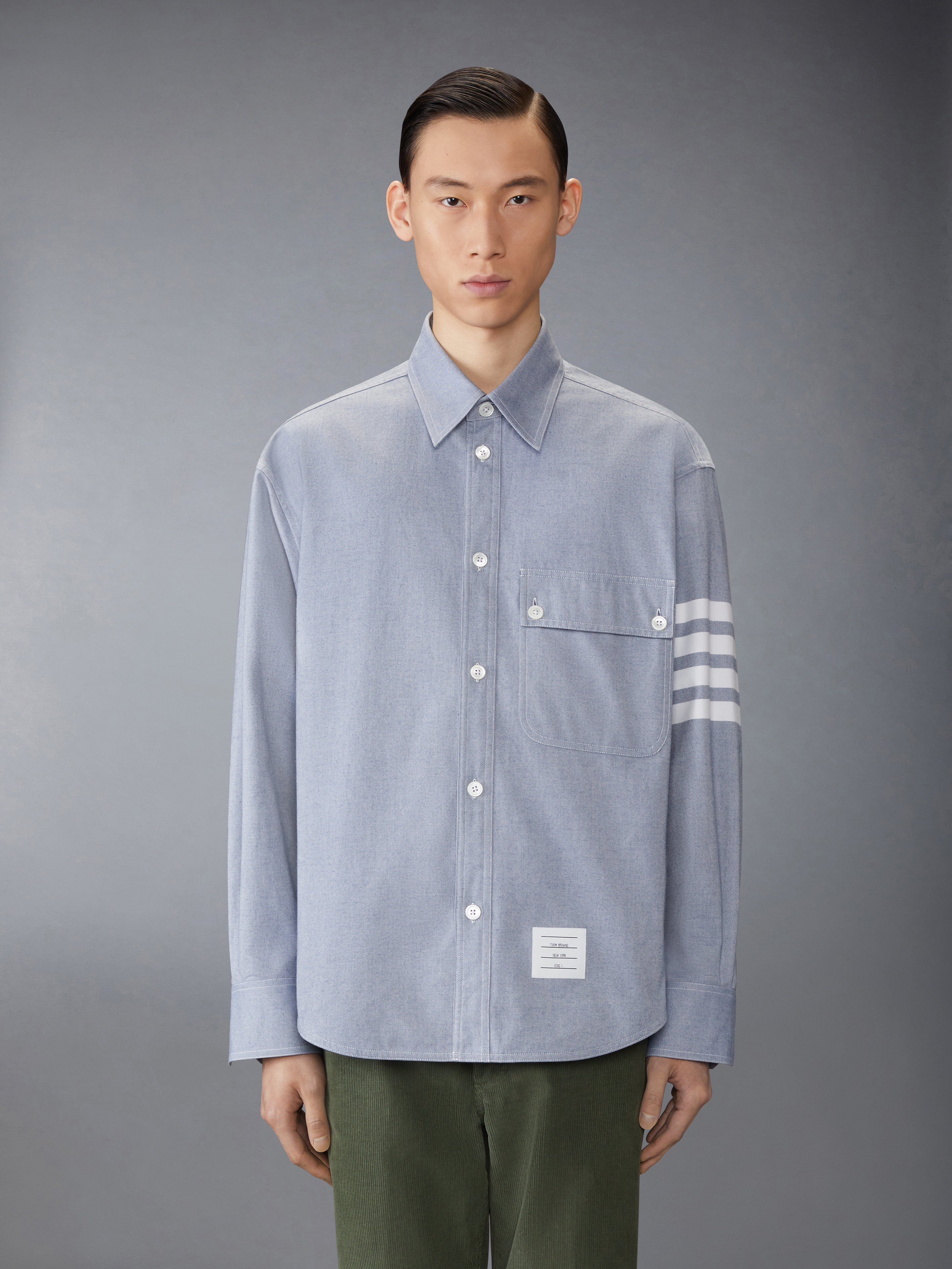 WOVEN FLANNEL 4-BAR OVERSIZED SHIRT - 2