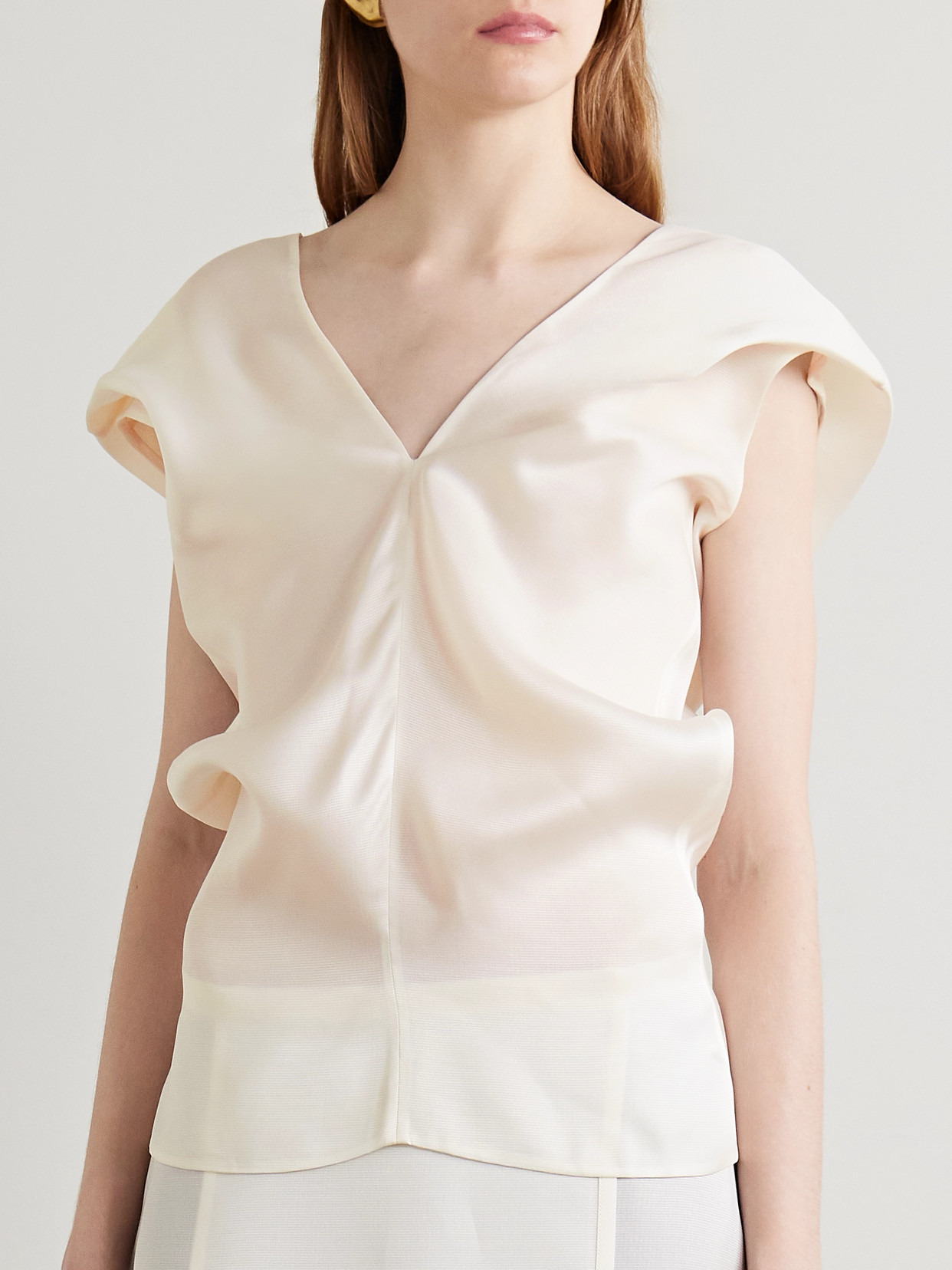 Ami Draped Silk-gazar Top - 4