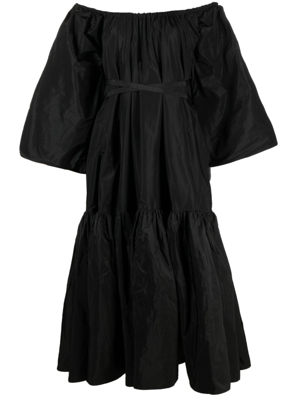 off-shoulder ruched midi dress - 1