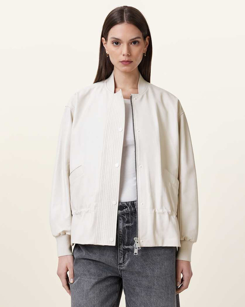 SOFI DRAWSTRING LEATHER BOMBER JACKET - 1