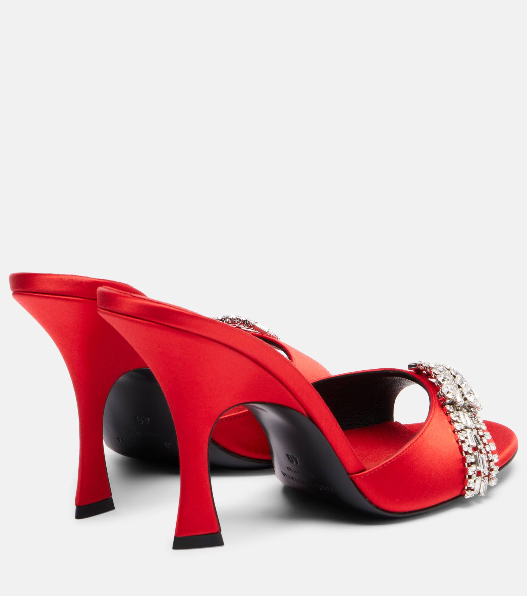 Crystal-embellished satin mules - 2