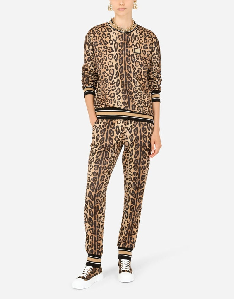 Jersey jogging pants with leopard print 5
