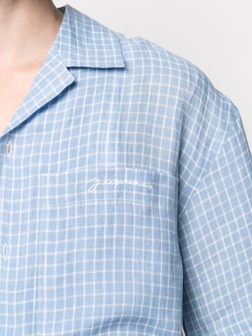 check-print linen shirt - 5