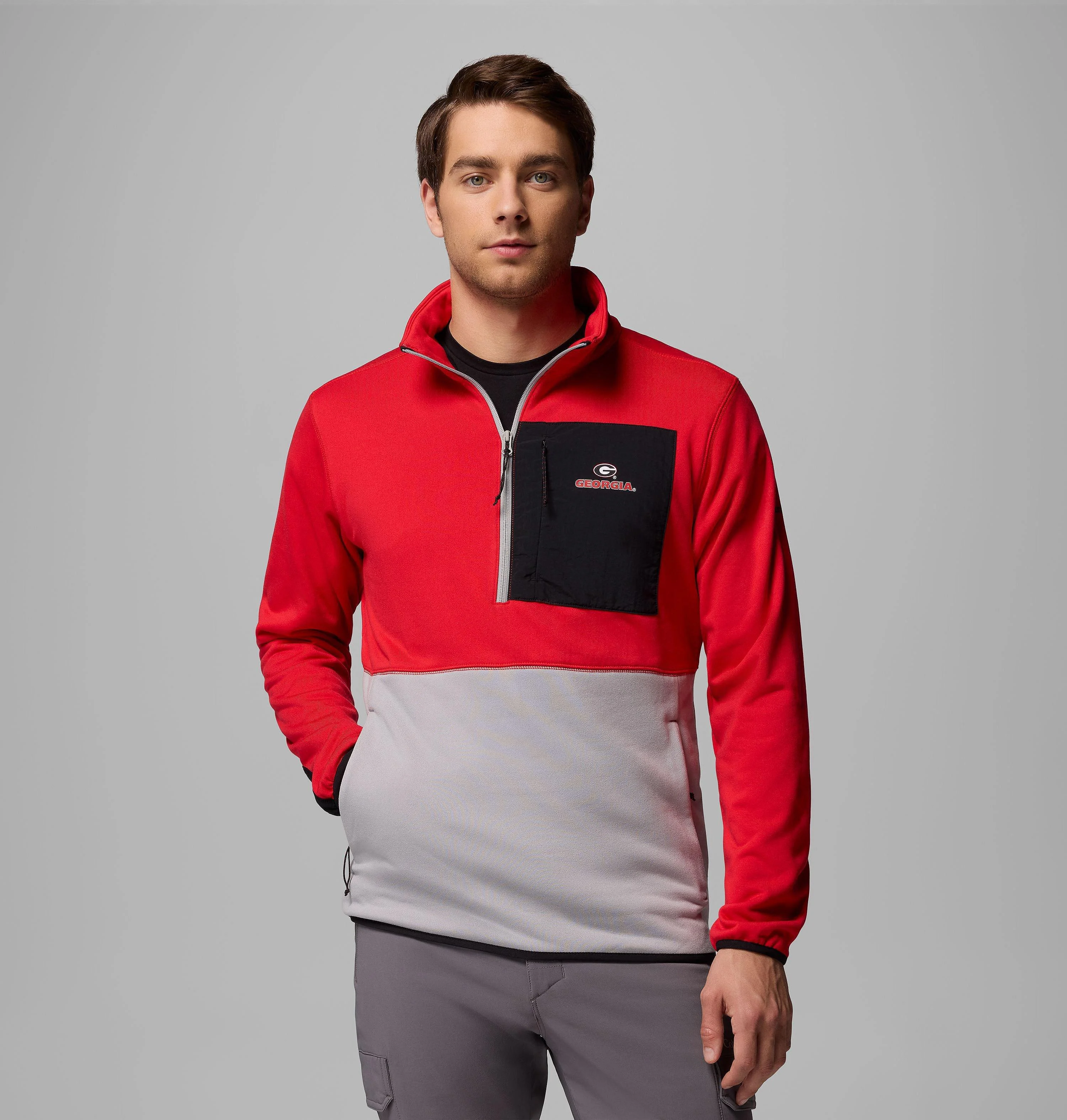 Men's Collegiate Columbia Hike Half Zip Jacket - Georgia - 1