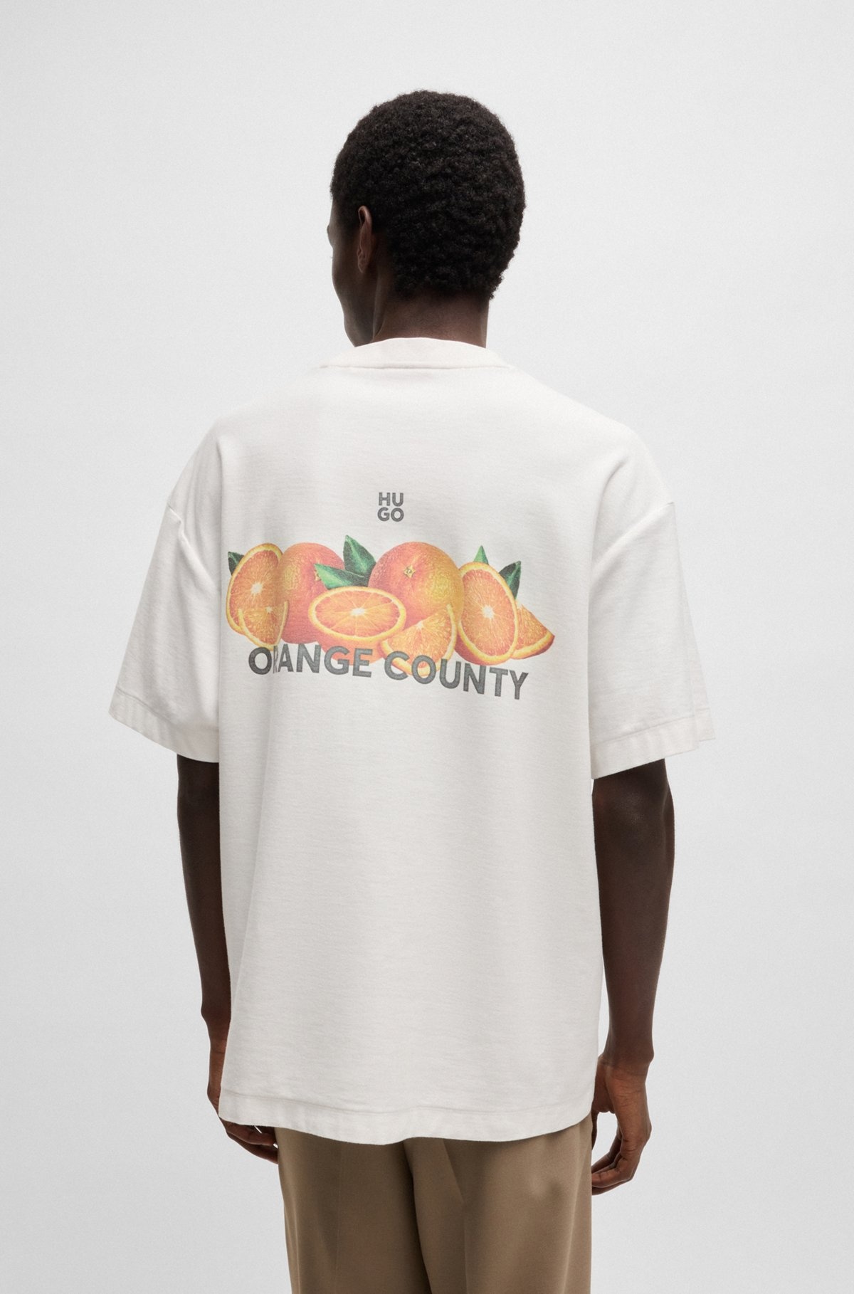 COTTON-JERSEY T-SHIRT WITH ORANGE PRINTS - 5