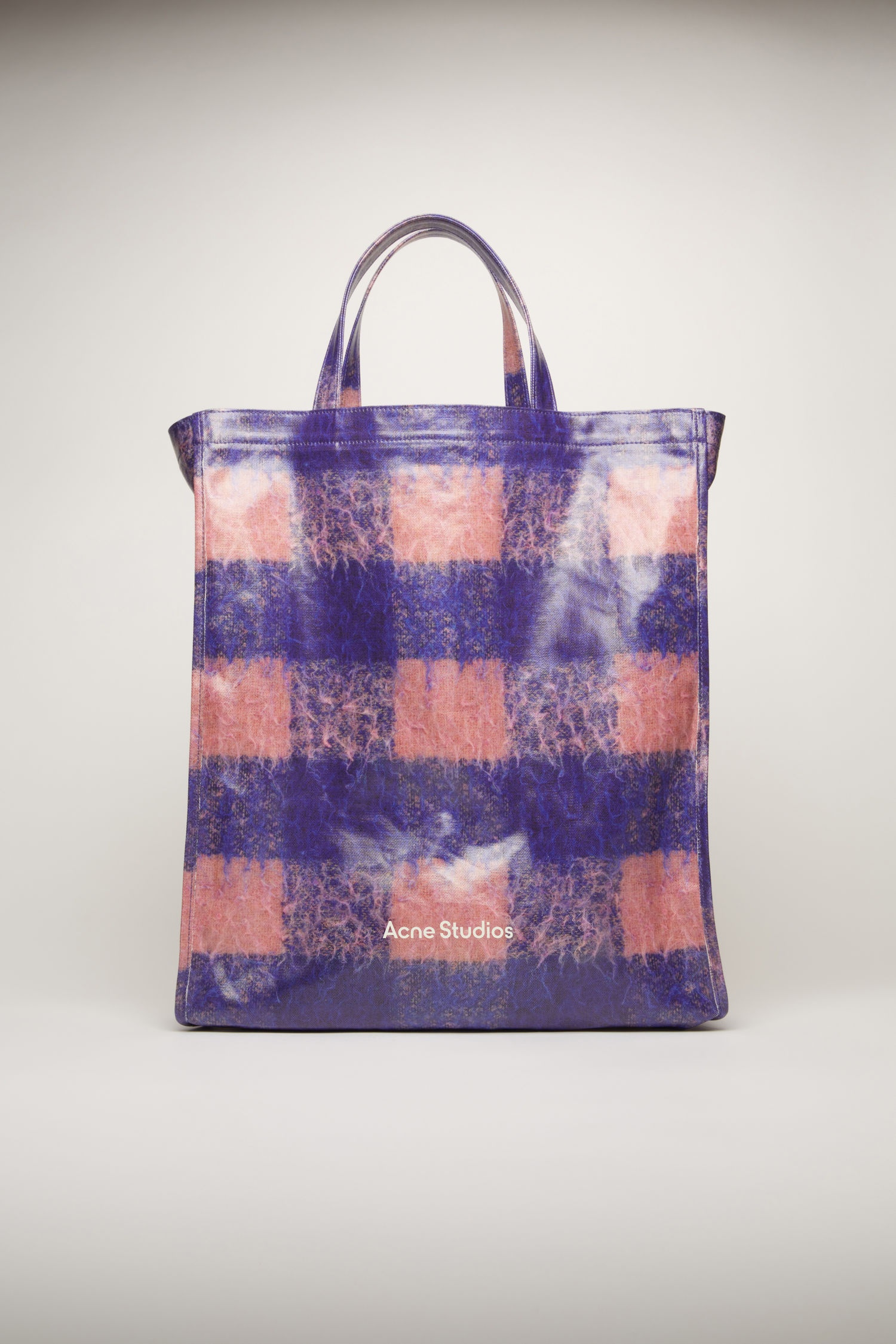 Check-print tote bag blue/pink - 1