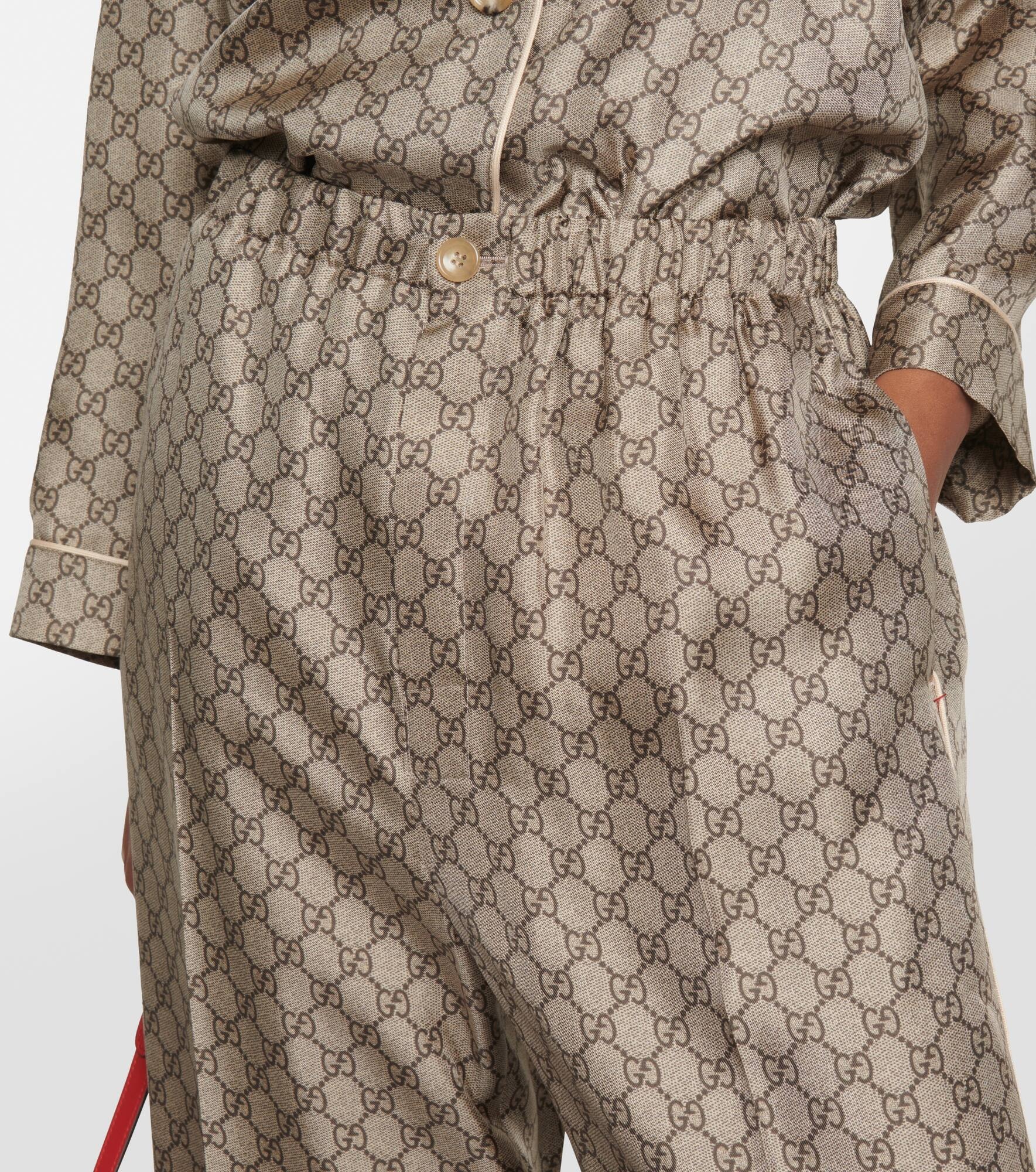 GG Supreme wide-leg silk pants - 4