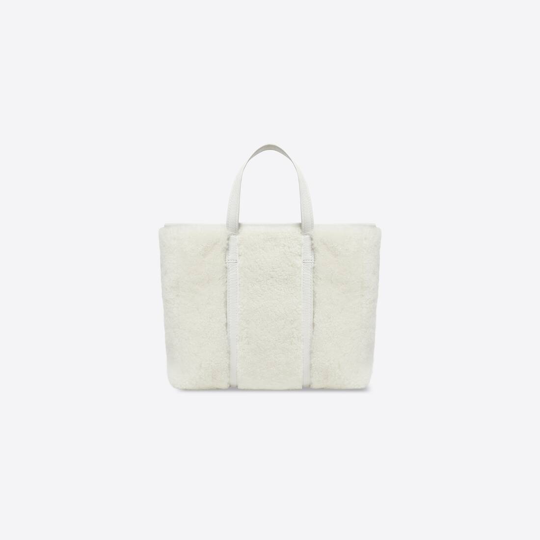 Women's Barbes Medium East-west Shopper Bag In Shearling in White - 2