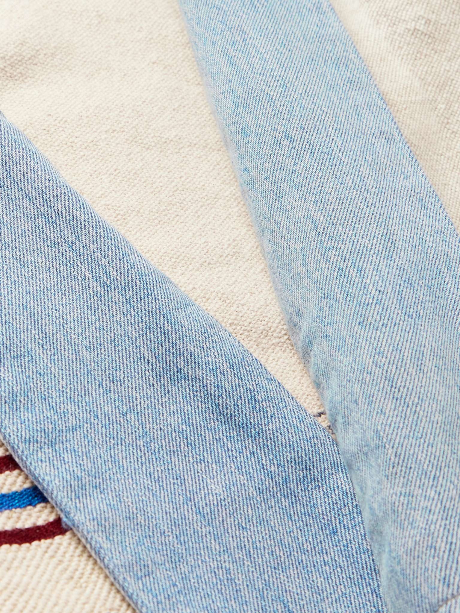 Shawl-Collar Denim-Trimmed Striped Hemp Overshirt - 5