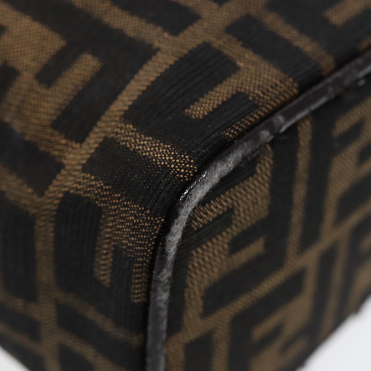 FENDI Zucca Canvas Vanity Hand Bag Brown Black Silver - 9