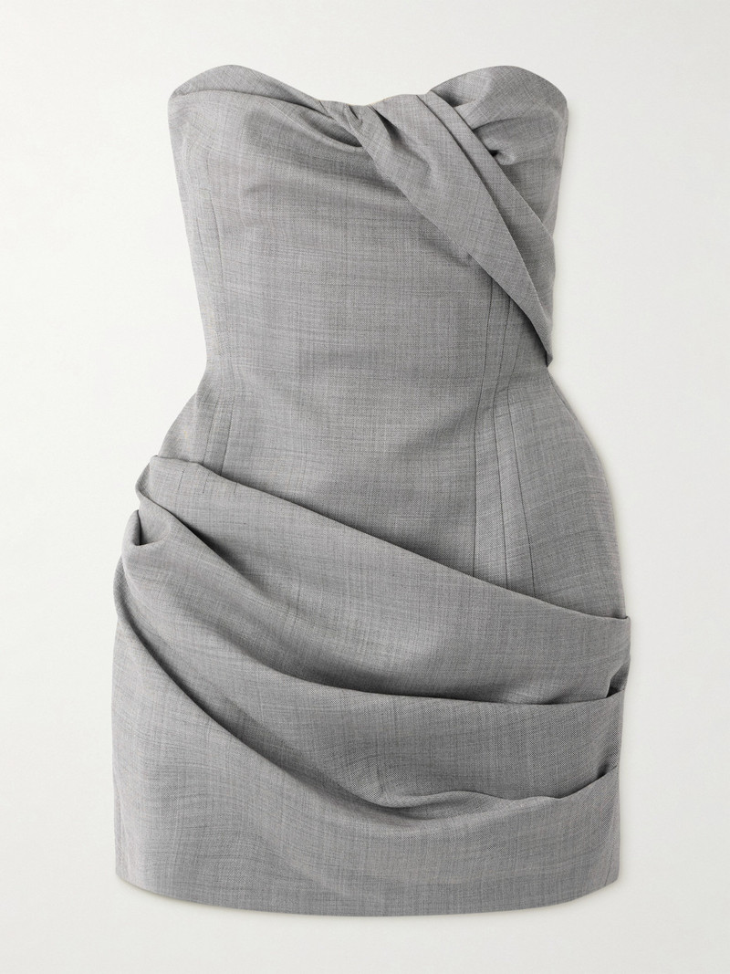 Strapless Draped Grain De Poudre Wool-blend Mini Dress 1