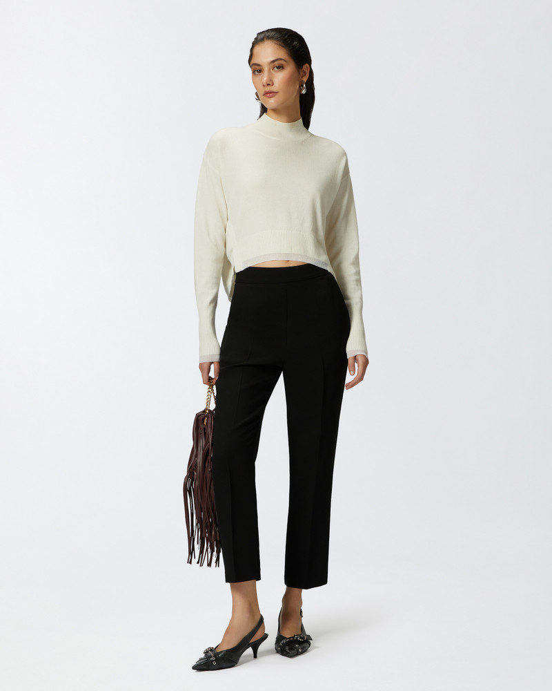WHITE CASHMERE-BLEND MOCK-NECK SWEATER 3