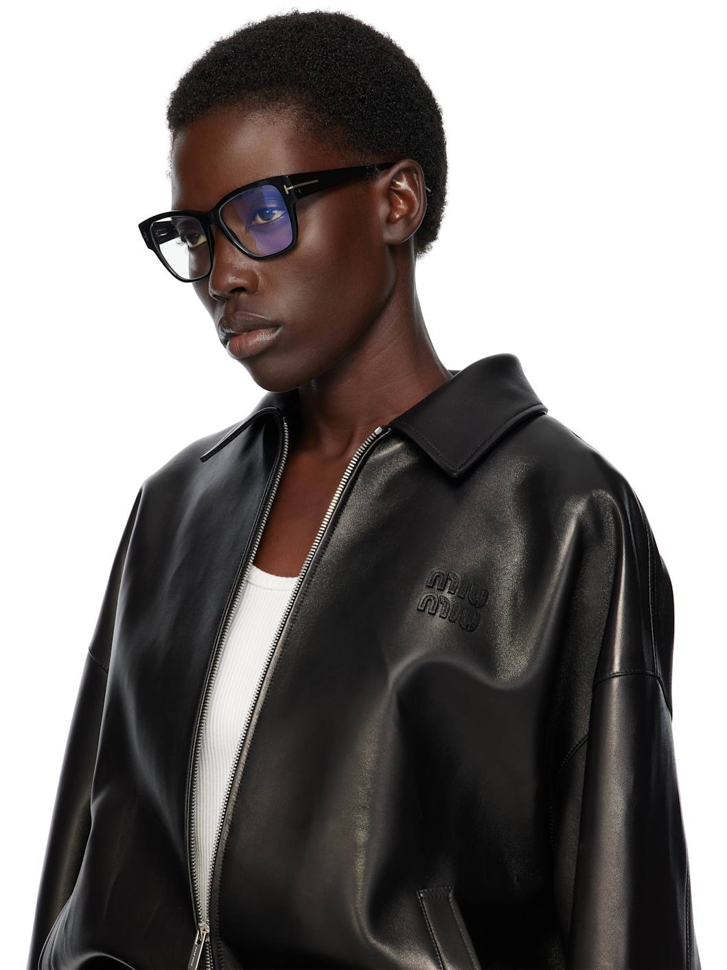 Black Blue Block Square Shape Glasses - 4