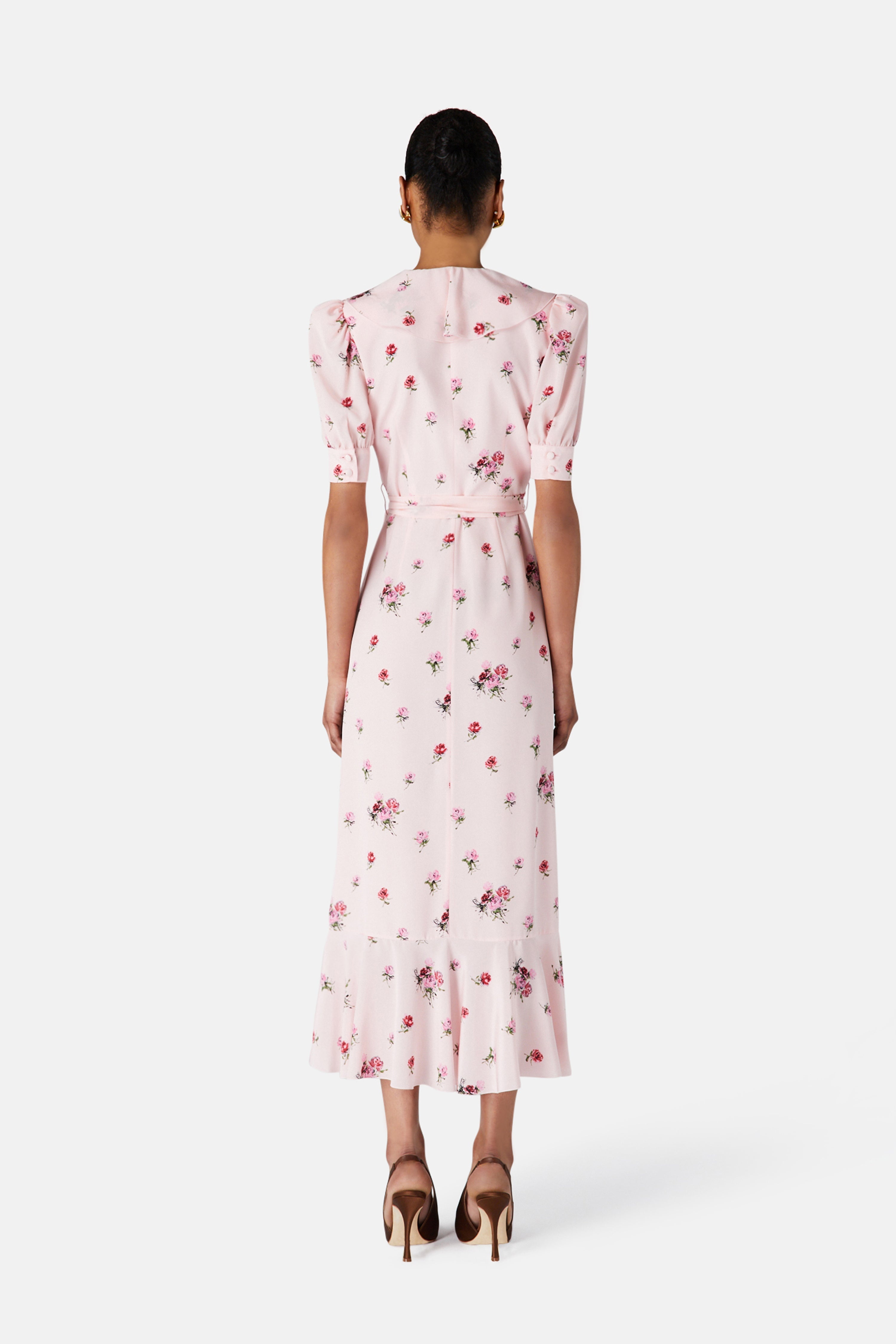 ROSE PRINT WRAP DRESS - 4