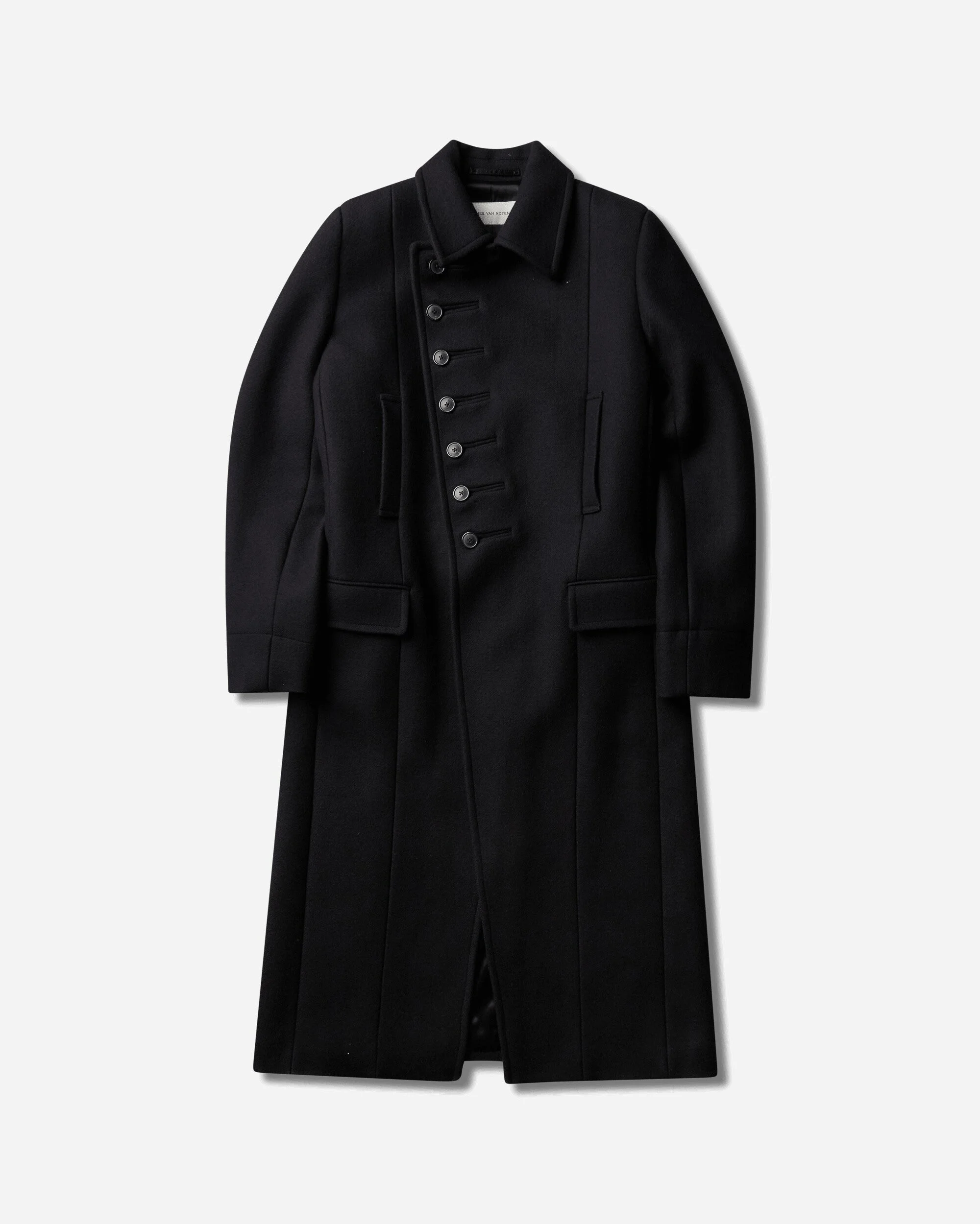 Men's Fitted Wool Coat Black - 1