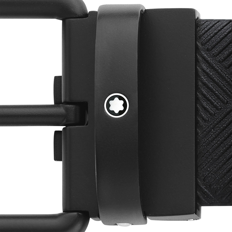 Printed black/plain black 35 mm reversible leather belt 3