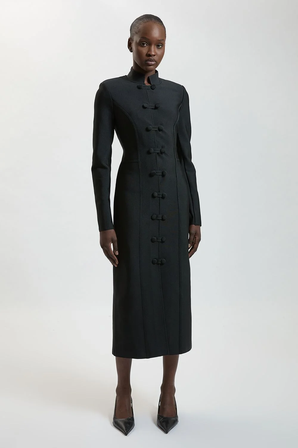 Military Button Detail Bandage Midi Dress - 1