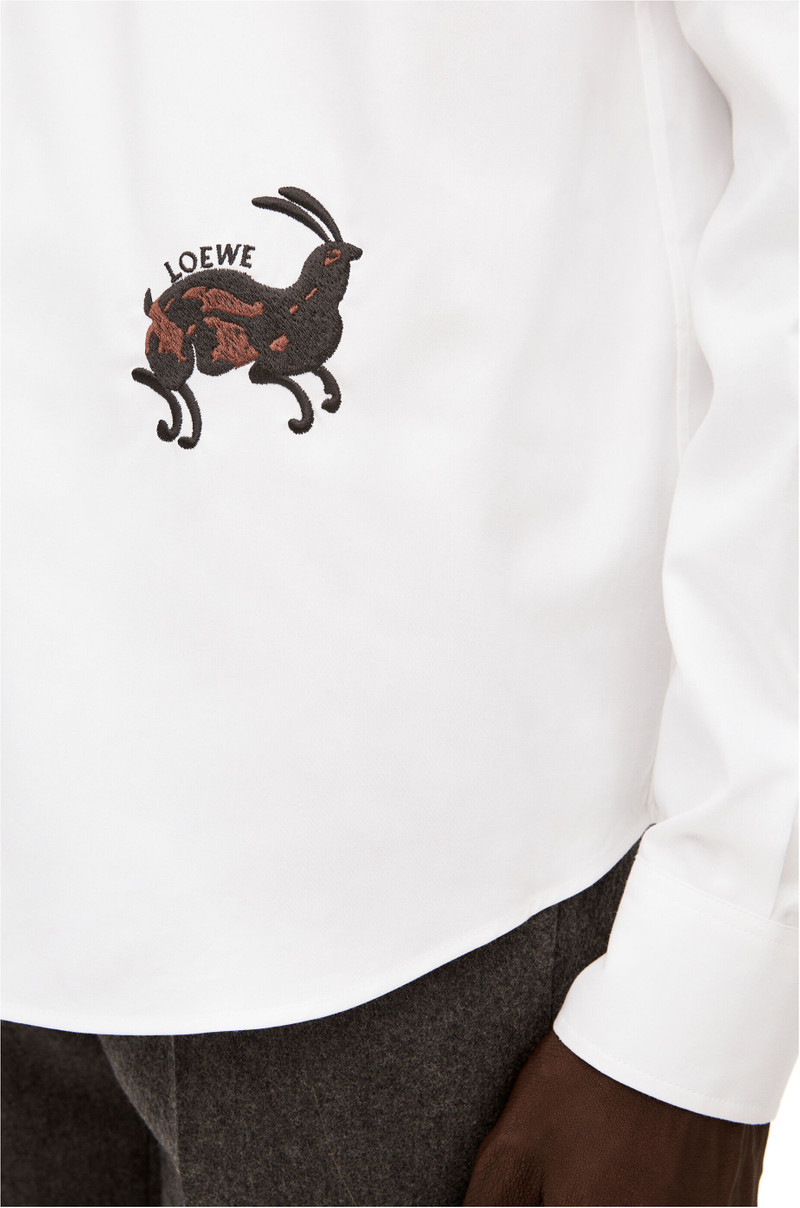 Rabbit embroidered shirt in cotton 5