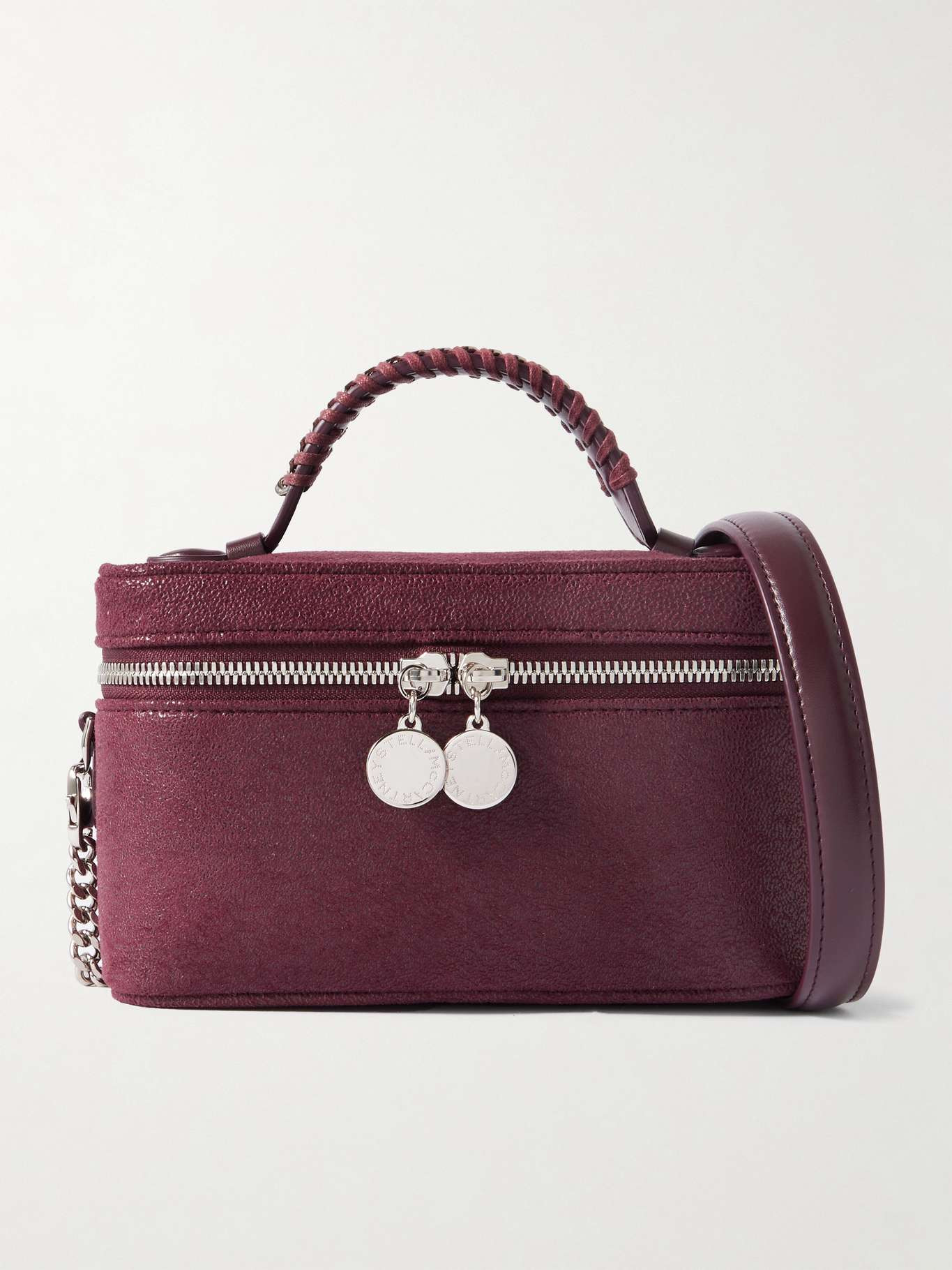 Falabella chain-embellished brushed shoulder bag Burgundy - 1