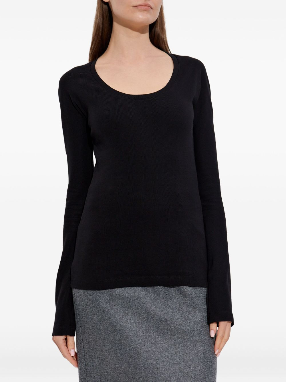round-neck long-sleeve top - 3