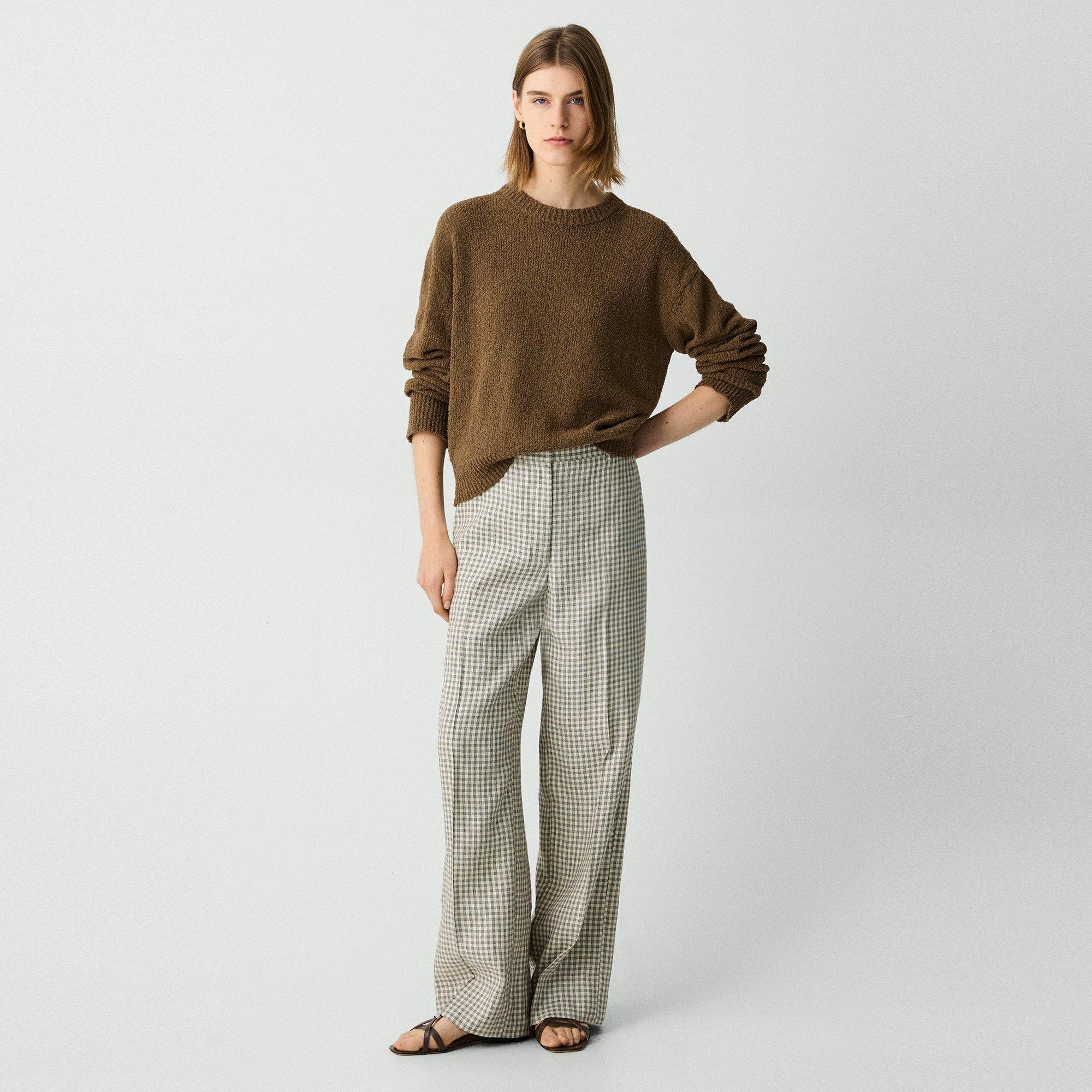 Straight Pant in Checked Linen-Blend - 2