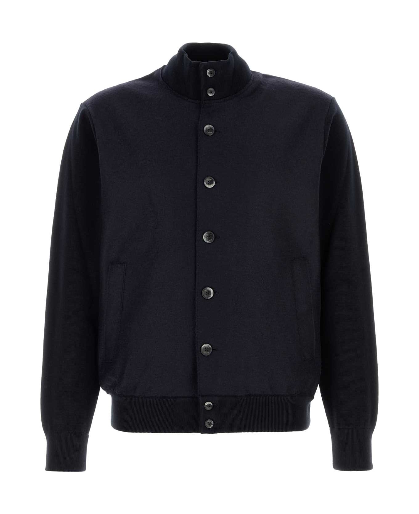 Midnight Blue Cotton Blend Cardigan - 1