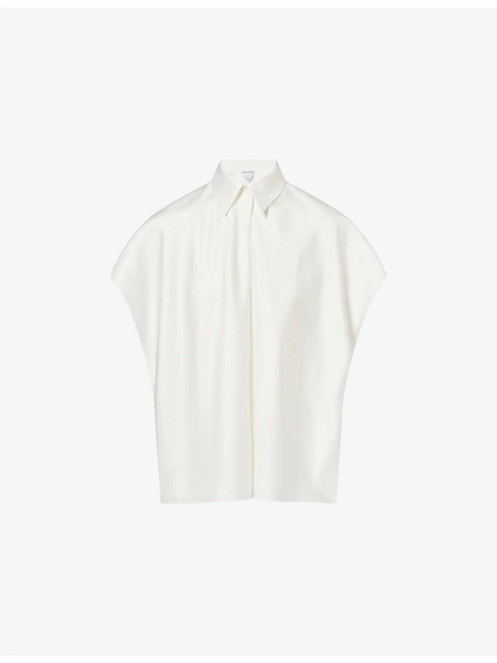Collared Cap-Sleeve Silk Top - 1