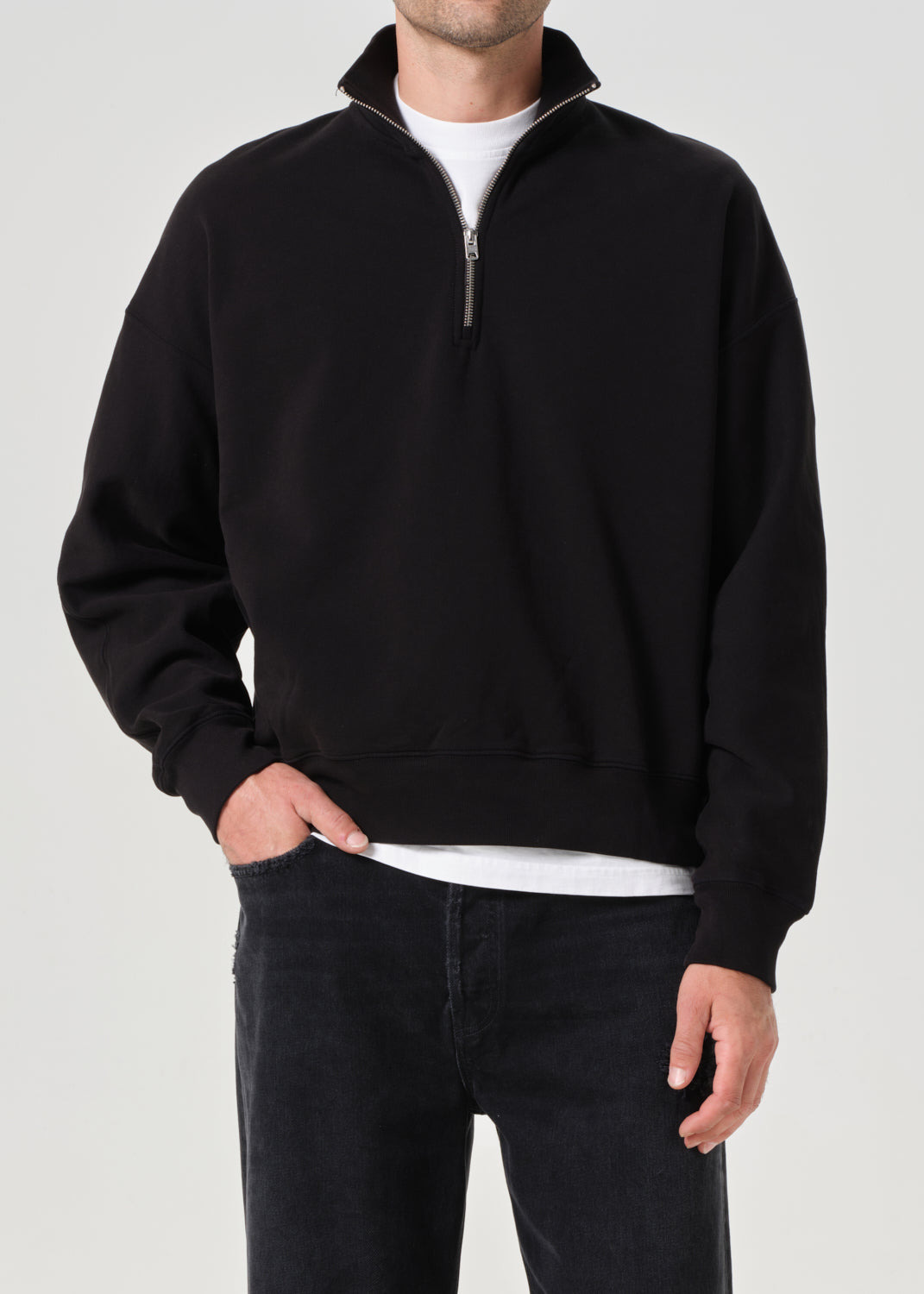 IDRIS QUARTER ZIP IN BLACK - 2