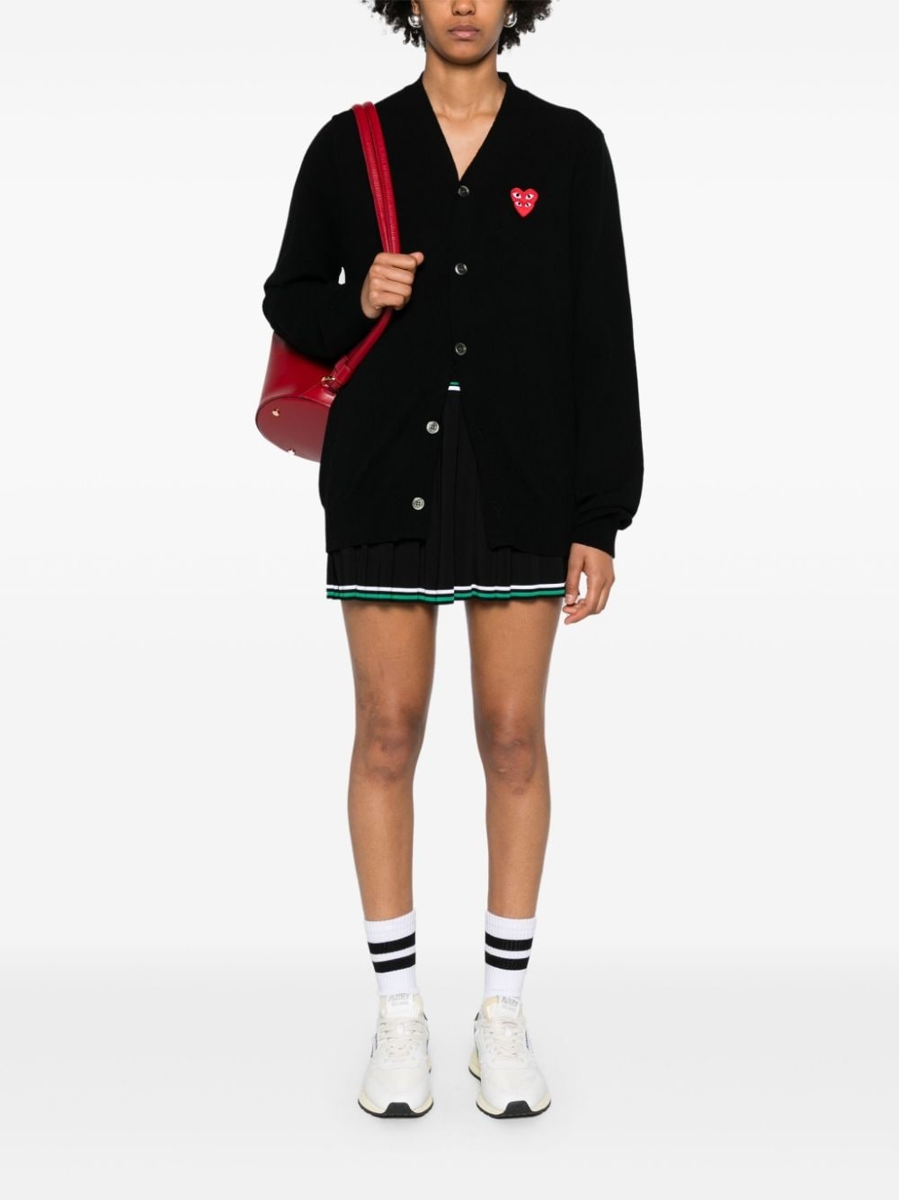 heart-patch wool cardigan - 3